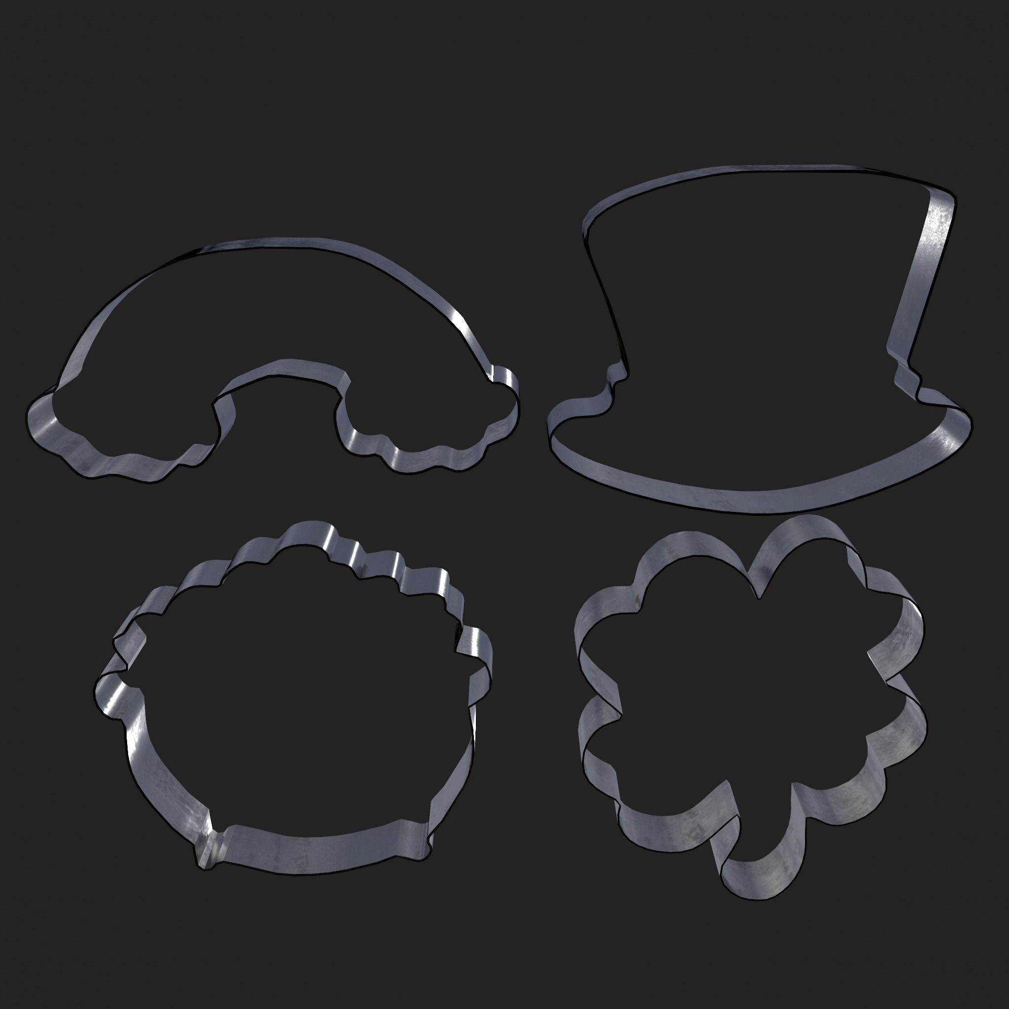 St Pattys Day Cookie Cutters Low-poly 3D model_19