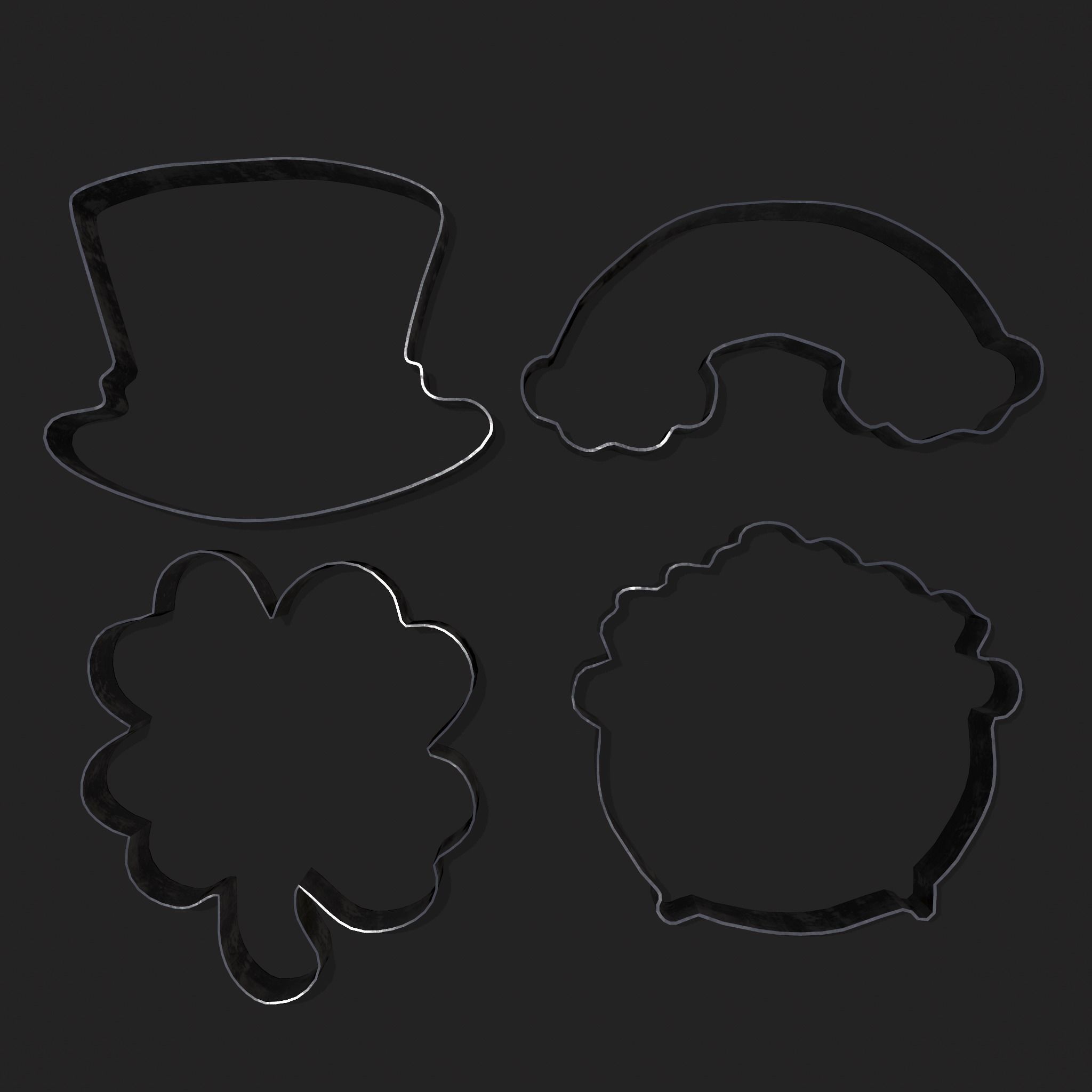St Pattys Day Cookie Cutters Low-poly 3D model_3