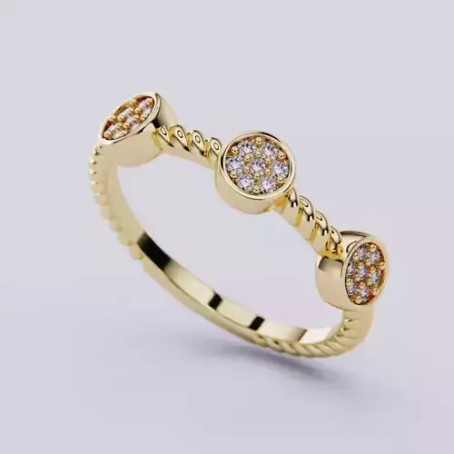 Twisted Rope Cluster Diamond Station Stackable Ring