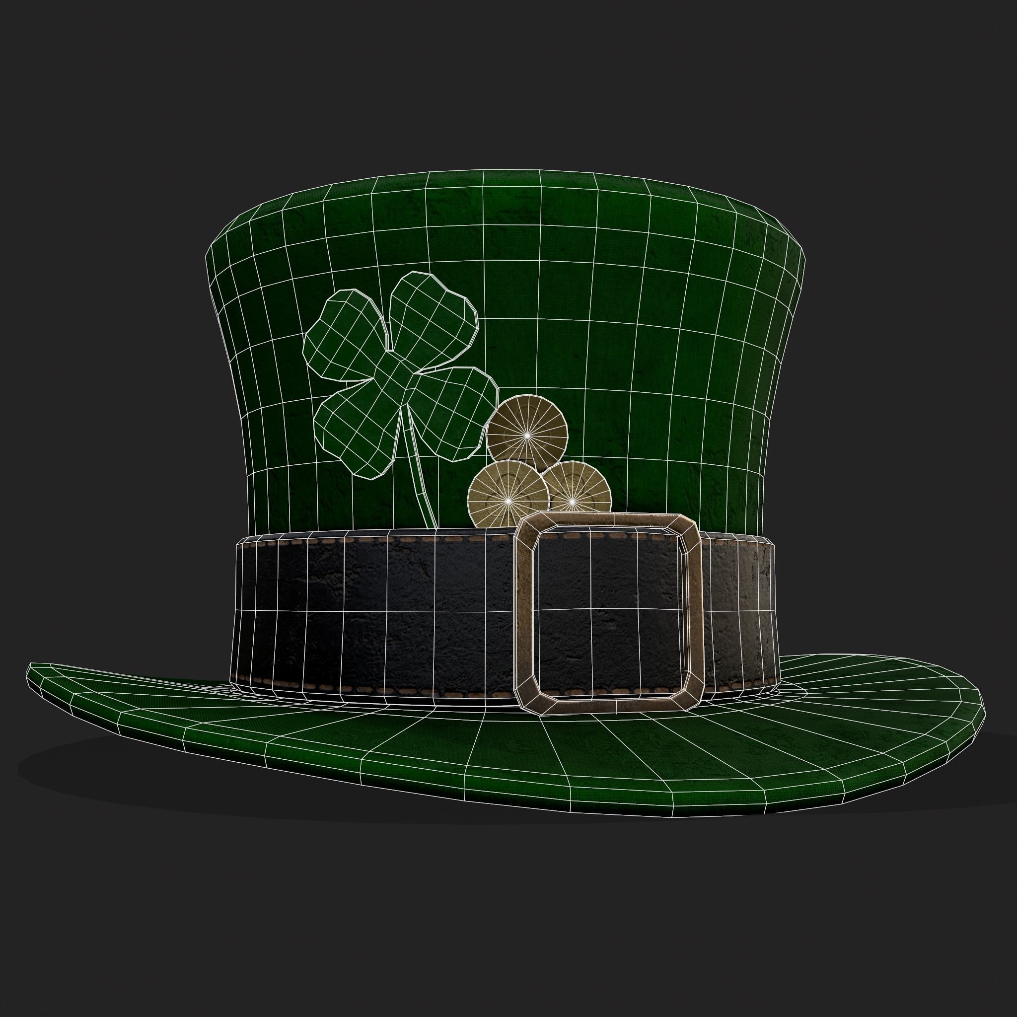 St Pattys Day Lucky Leprechaun Hat Low-poly 3D model_8