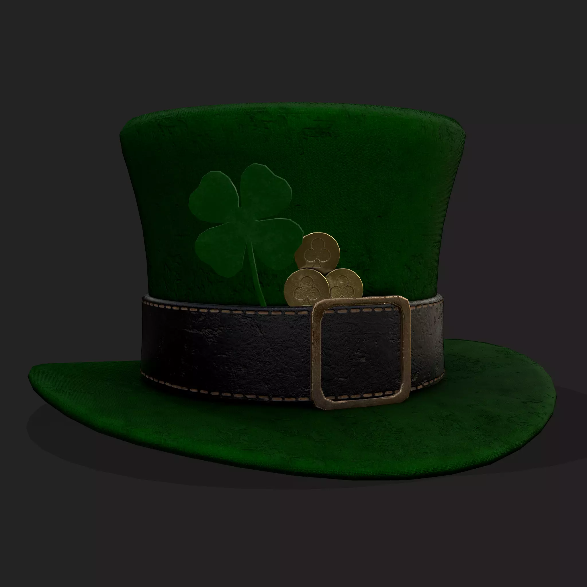 St Pattys Day Lucky Leprechaun Hat Low-poly 3D model_0