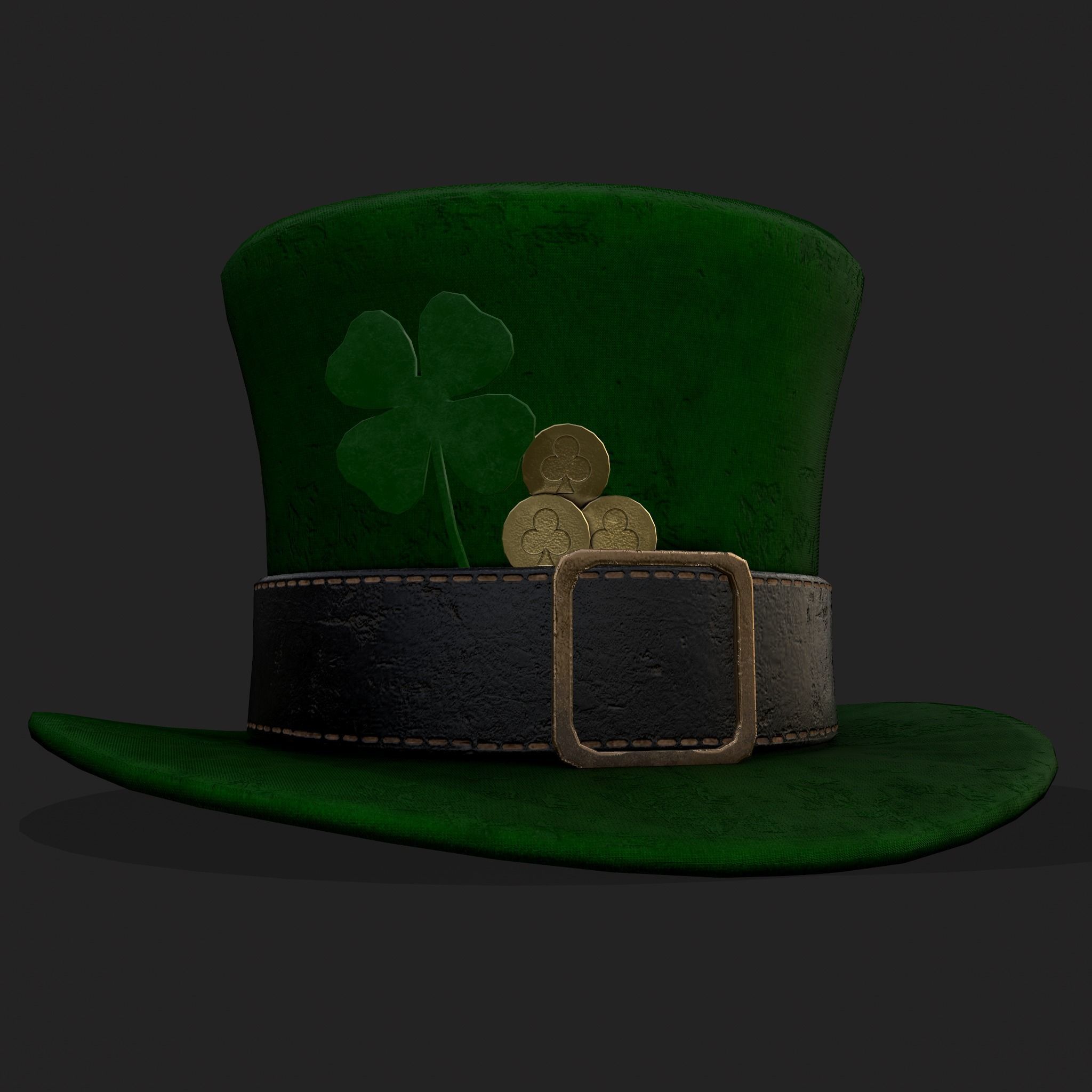 St Pattys Day Lucky Leprechaun Hat Low-poly 3D model_7