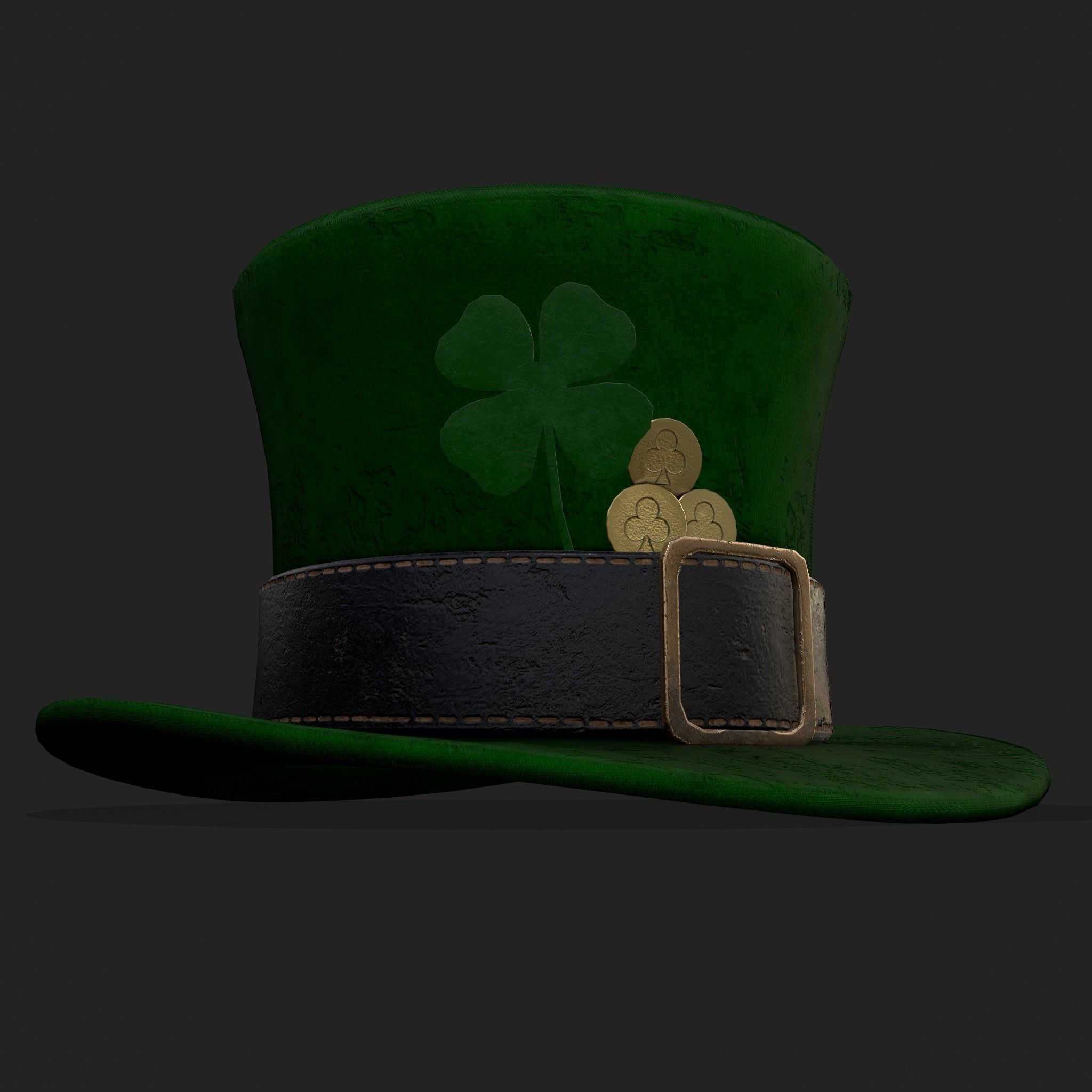 St Pattys Day Lucky Leprechaun Hat Low-poly 3D model_15