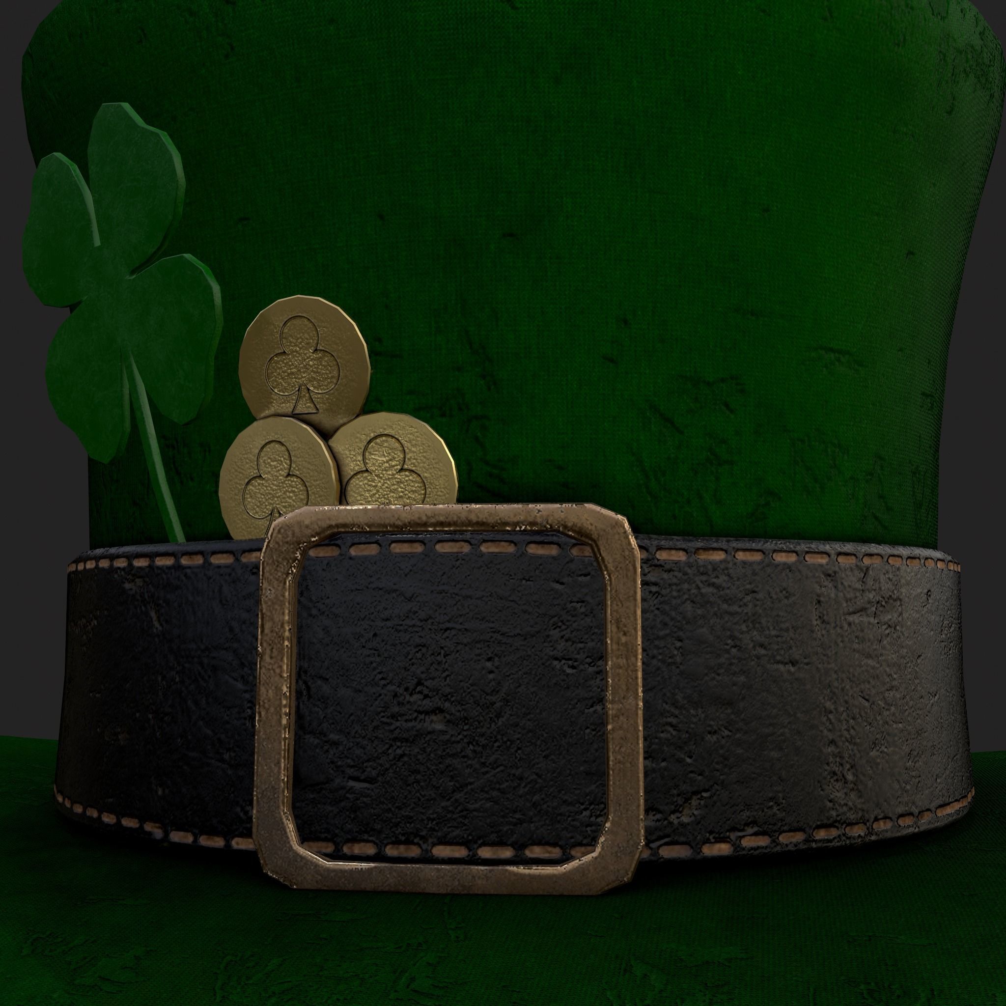 St Pattys Day Lucky Leprechaun Hat Low-poly 3D model_9