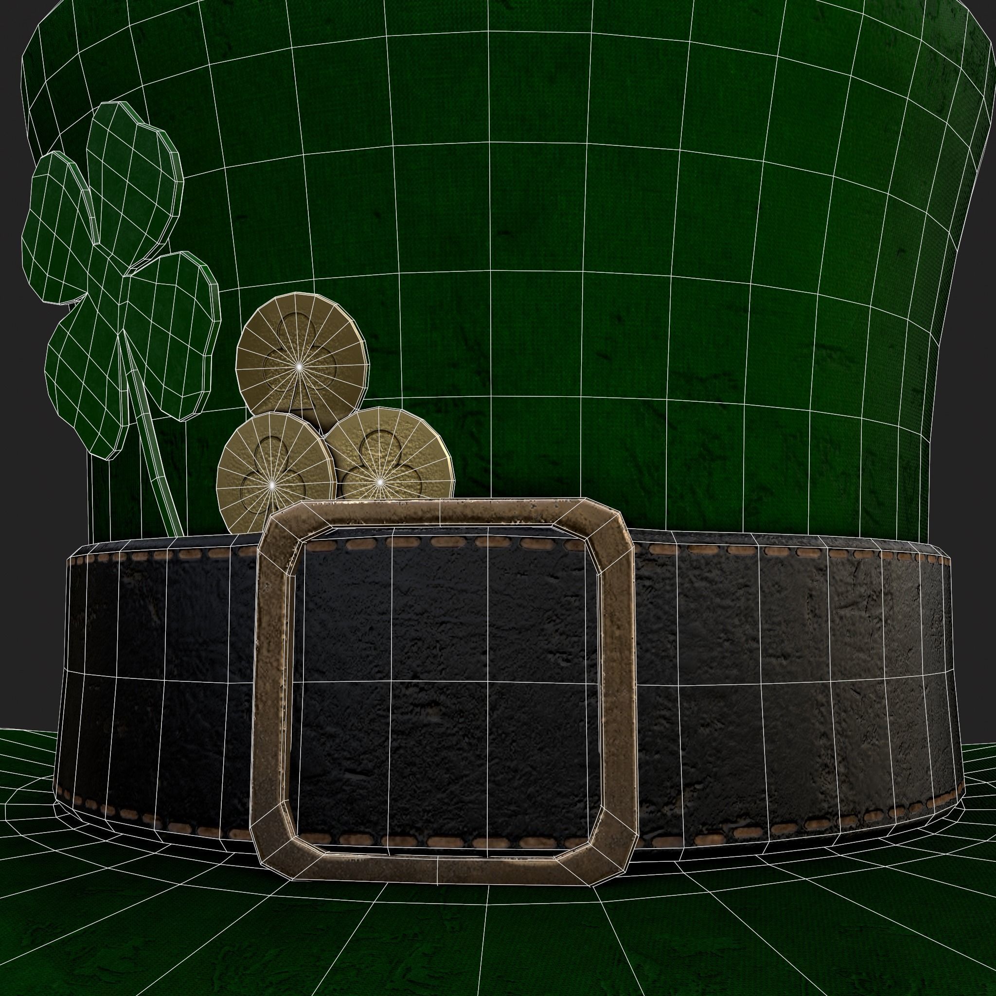 St Pattys Day Lucky Leprechaun Hat Low-poly 3D model_10