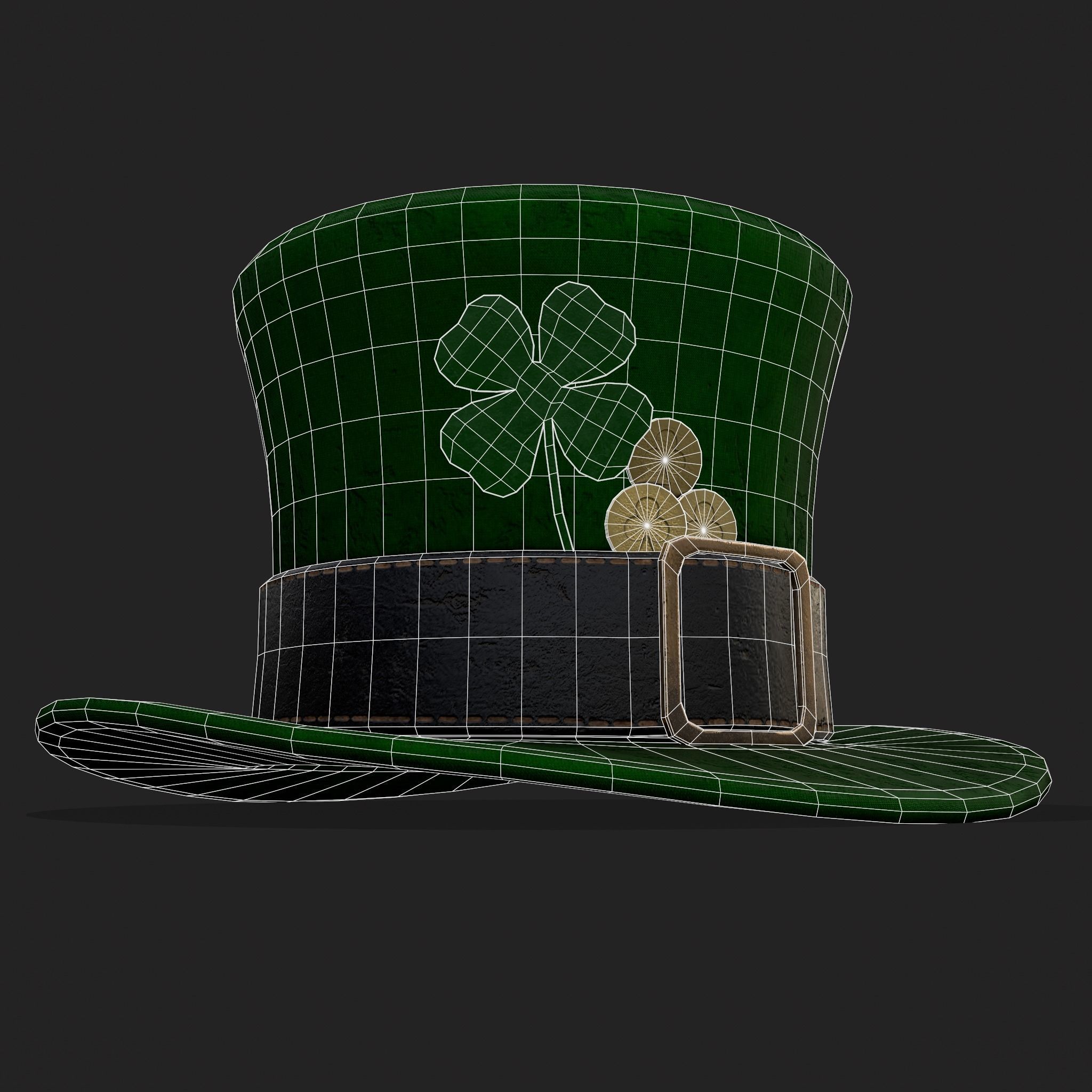 St Pattys Day Lucky Leprechaun Hat Low-poly 3D model_16