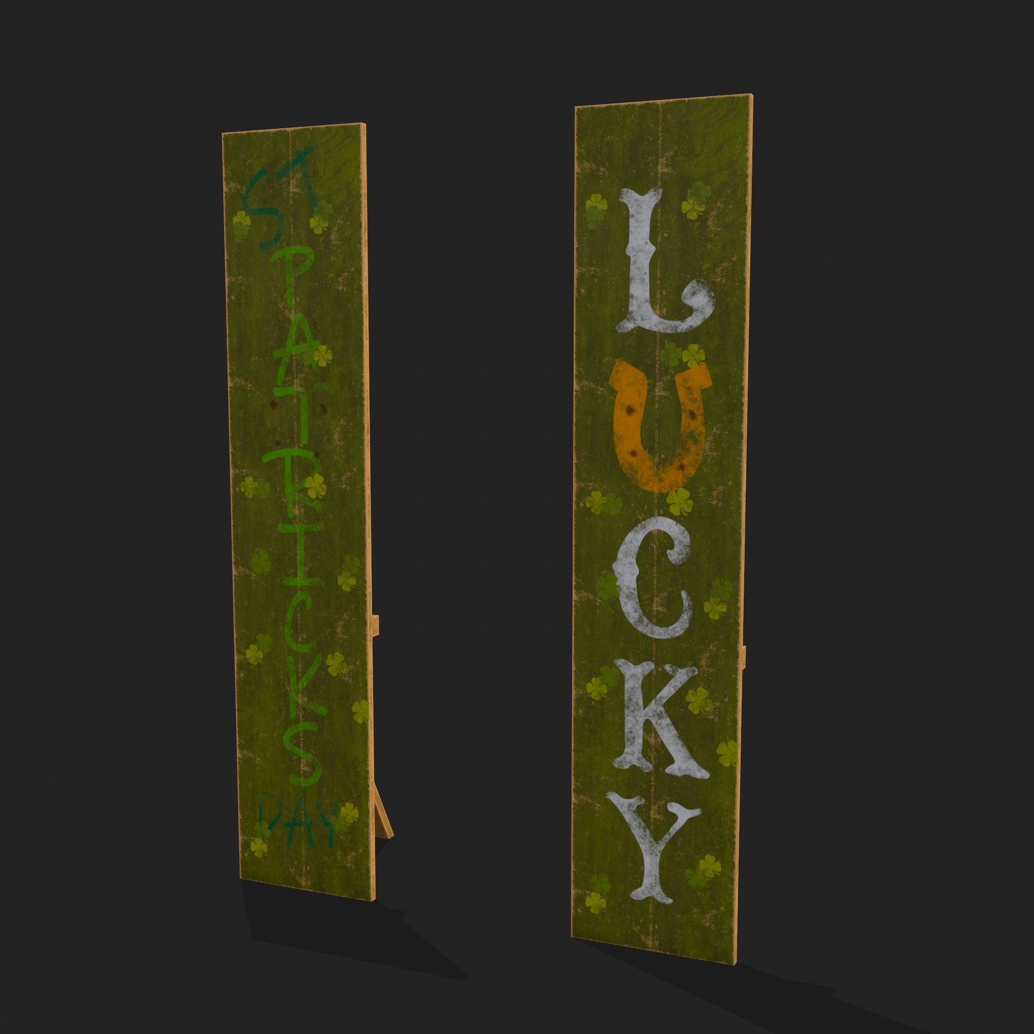 St Pattys Day Standing Board Low-poly 3D model_19