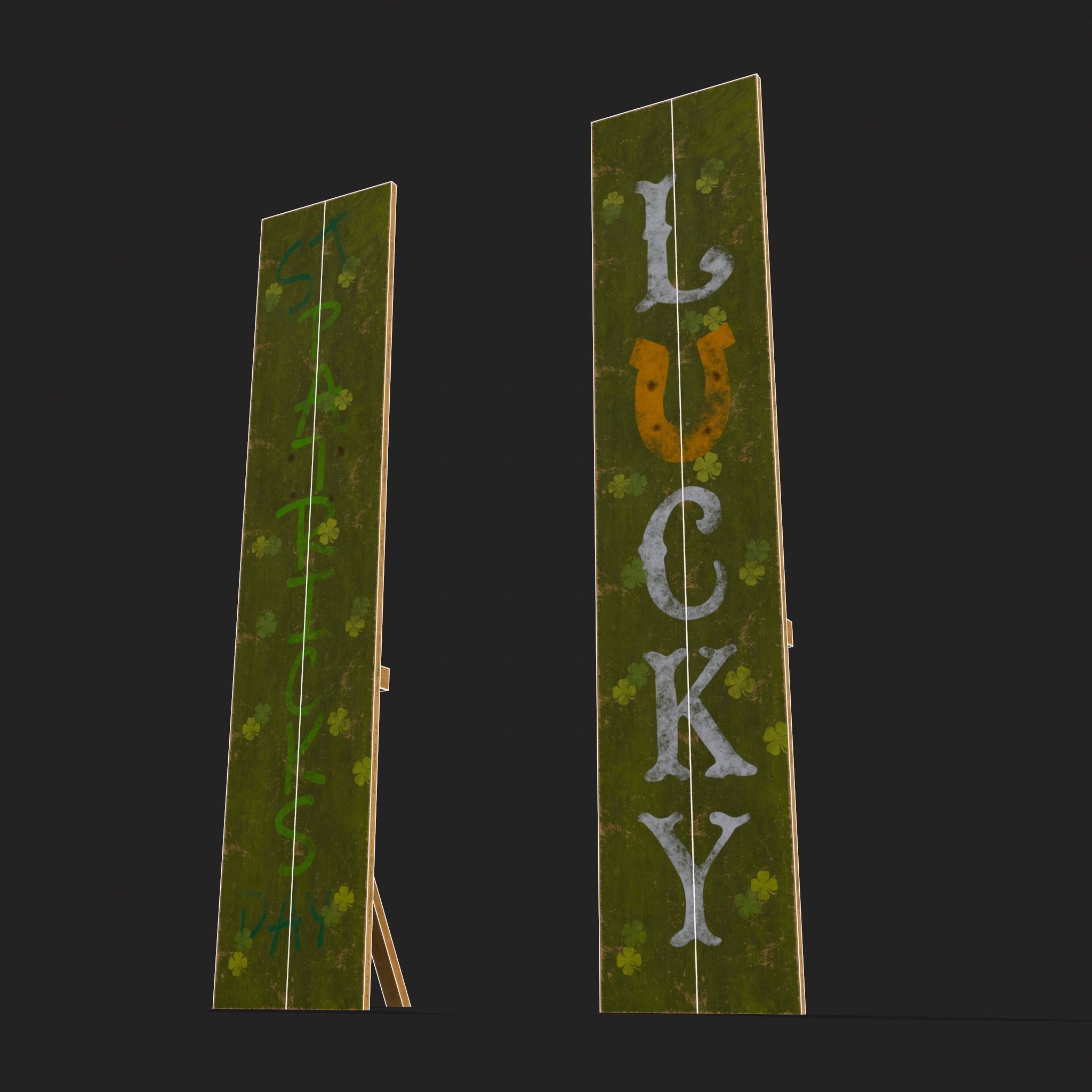 St Pattys Day Standing Board Low-poly 3D model_16