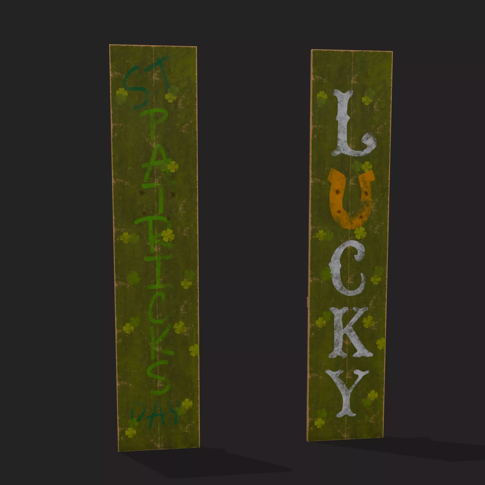 St Pattys Day Standing Board Low-poly 3D model_0