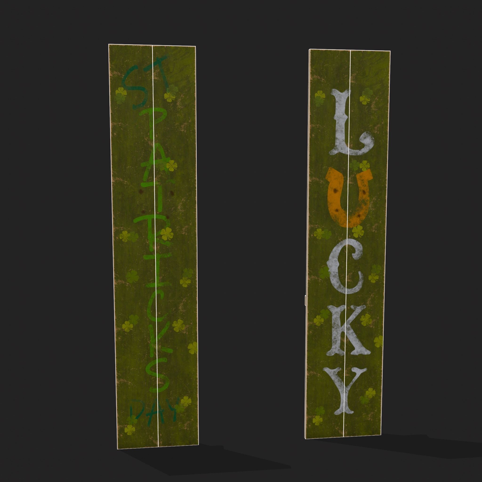 St Pattys Day Standing Board Low-poly 3D model_2