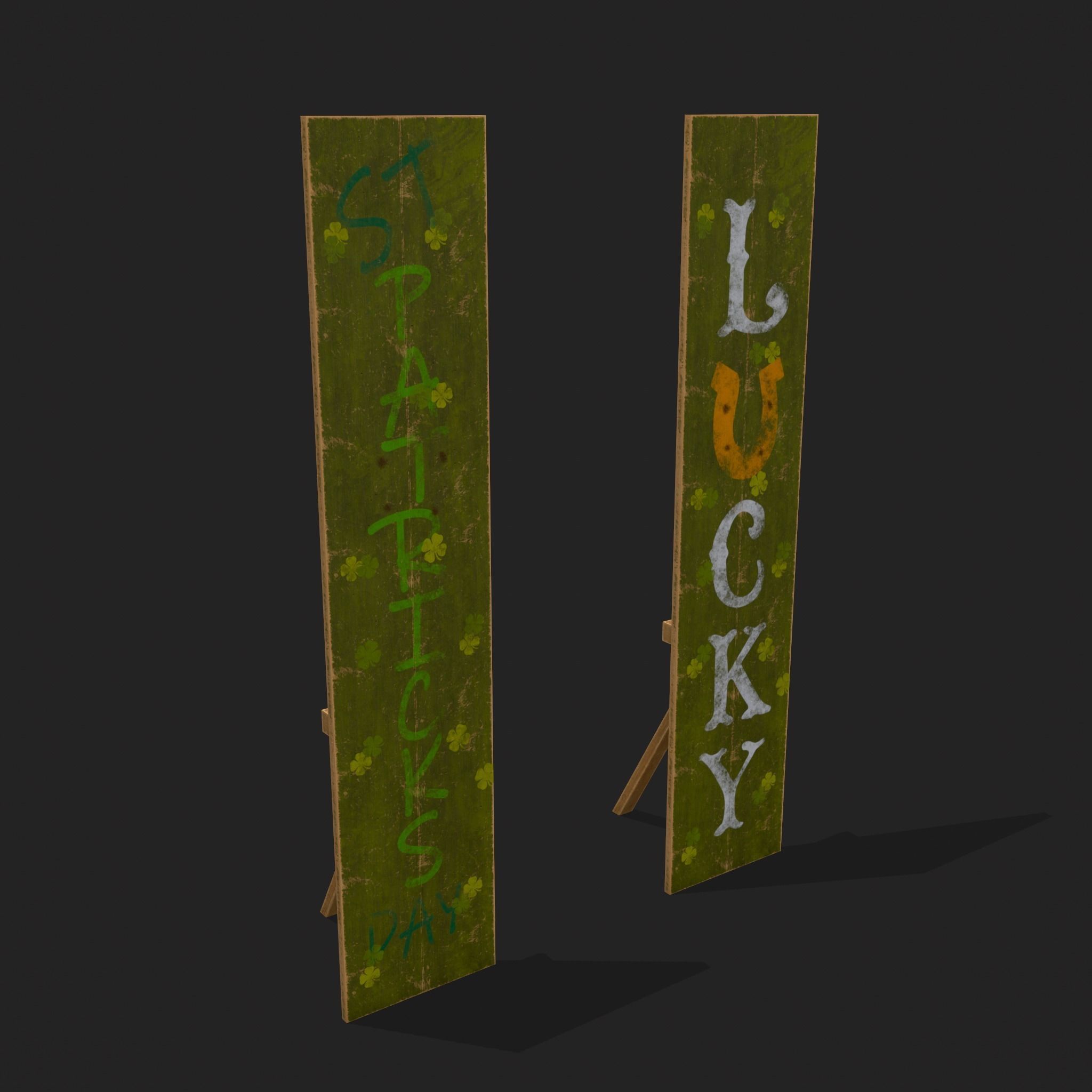 St Pattys Day Standing Board Low-poly 3D model_17