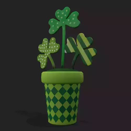 Three Clover Planter  Low-poly 3D model