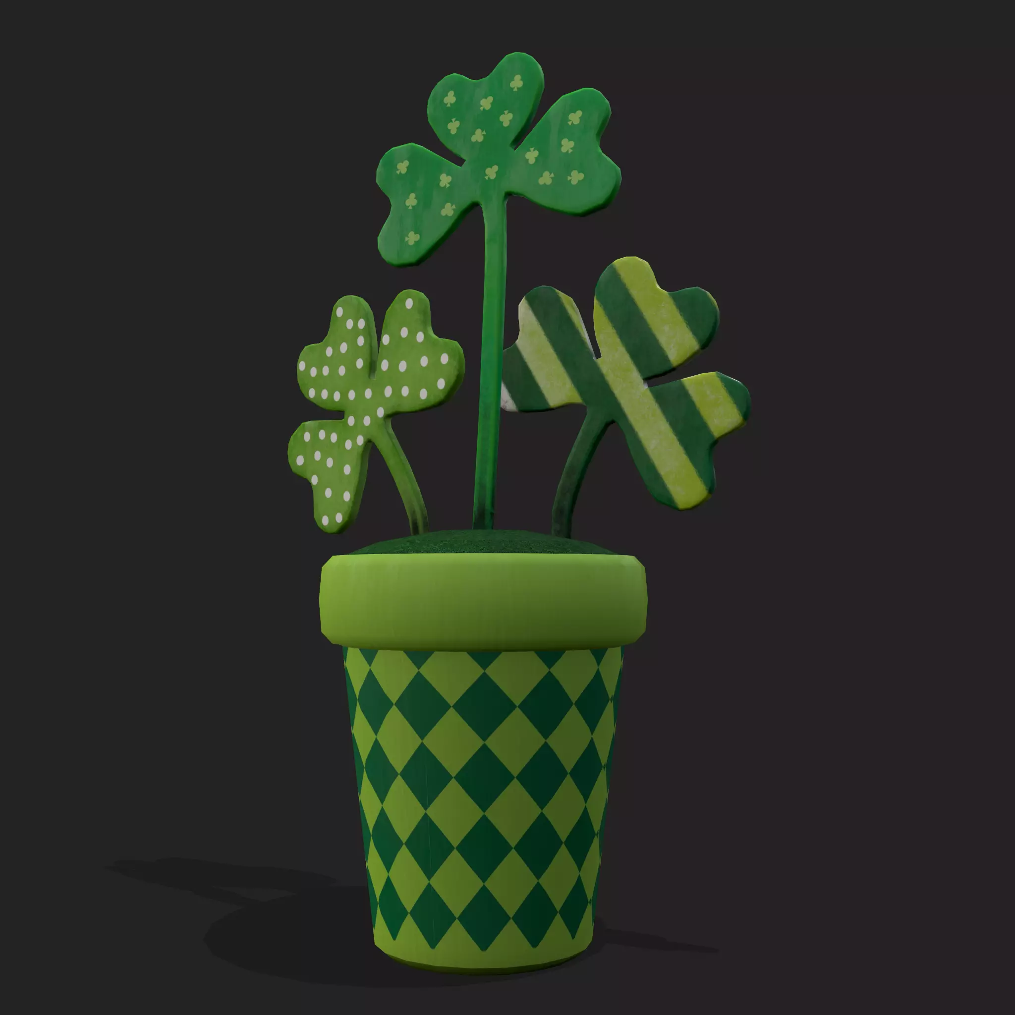 Three Clover Planter  Low-poly 3D model_0