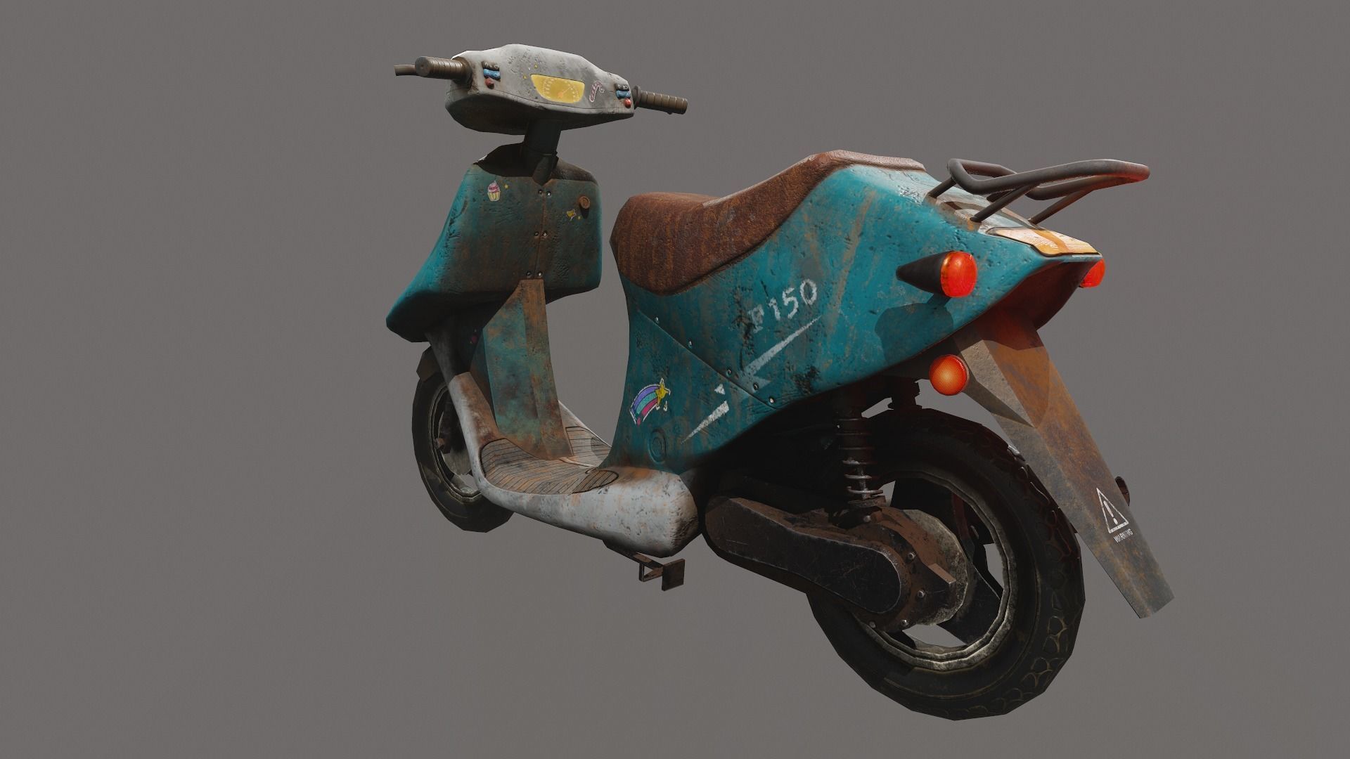 Scooter moped Low-poly 3D model_3