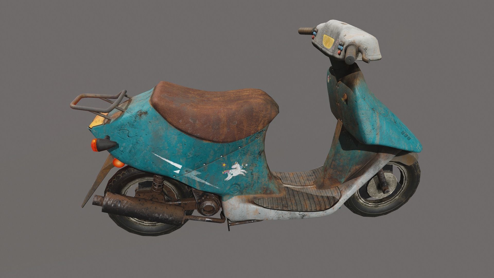 Scooter moped Low-poly 3D model_5