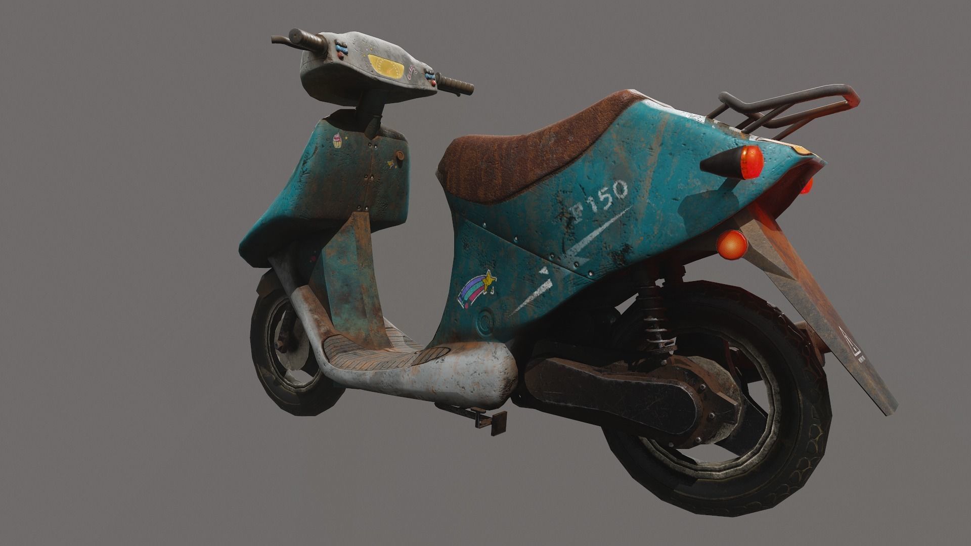 Scooter moped Low-poly 3D model_9