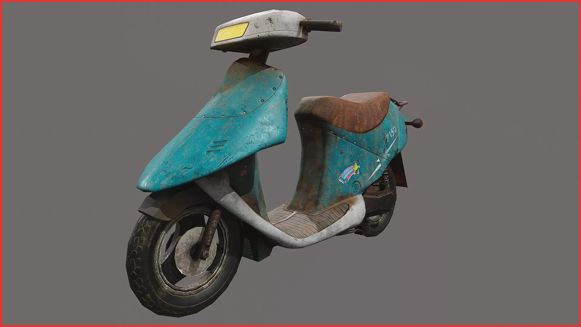 Scooter moped Low-poly 3D model_0