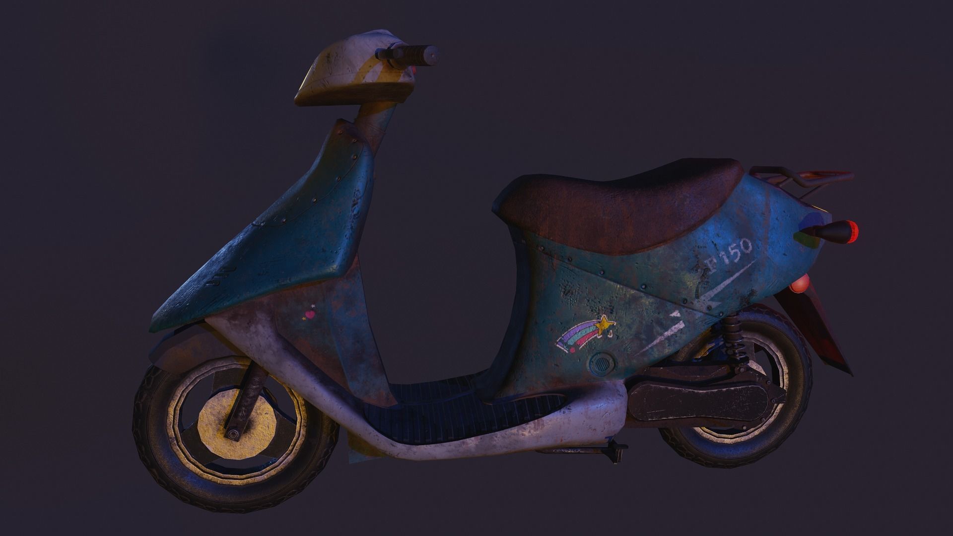 Scooter moped Low-poly 3D model_10