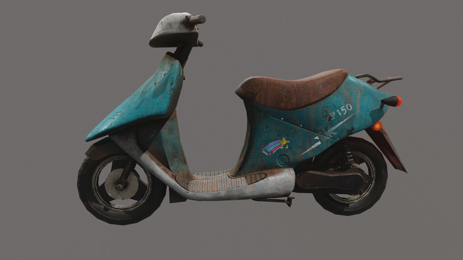 Scooter moped Low-poly 3D model_2