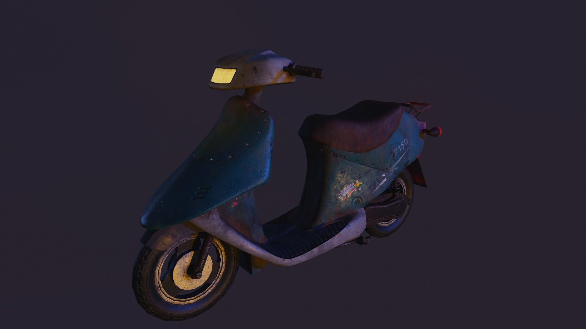 Scooter moped Low-poly 3D model_11