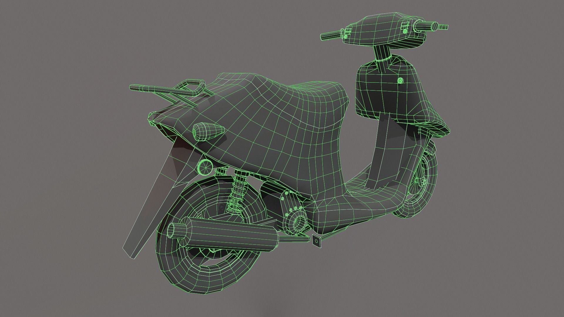 Scooter moped Low-poly 3D model_15