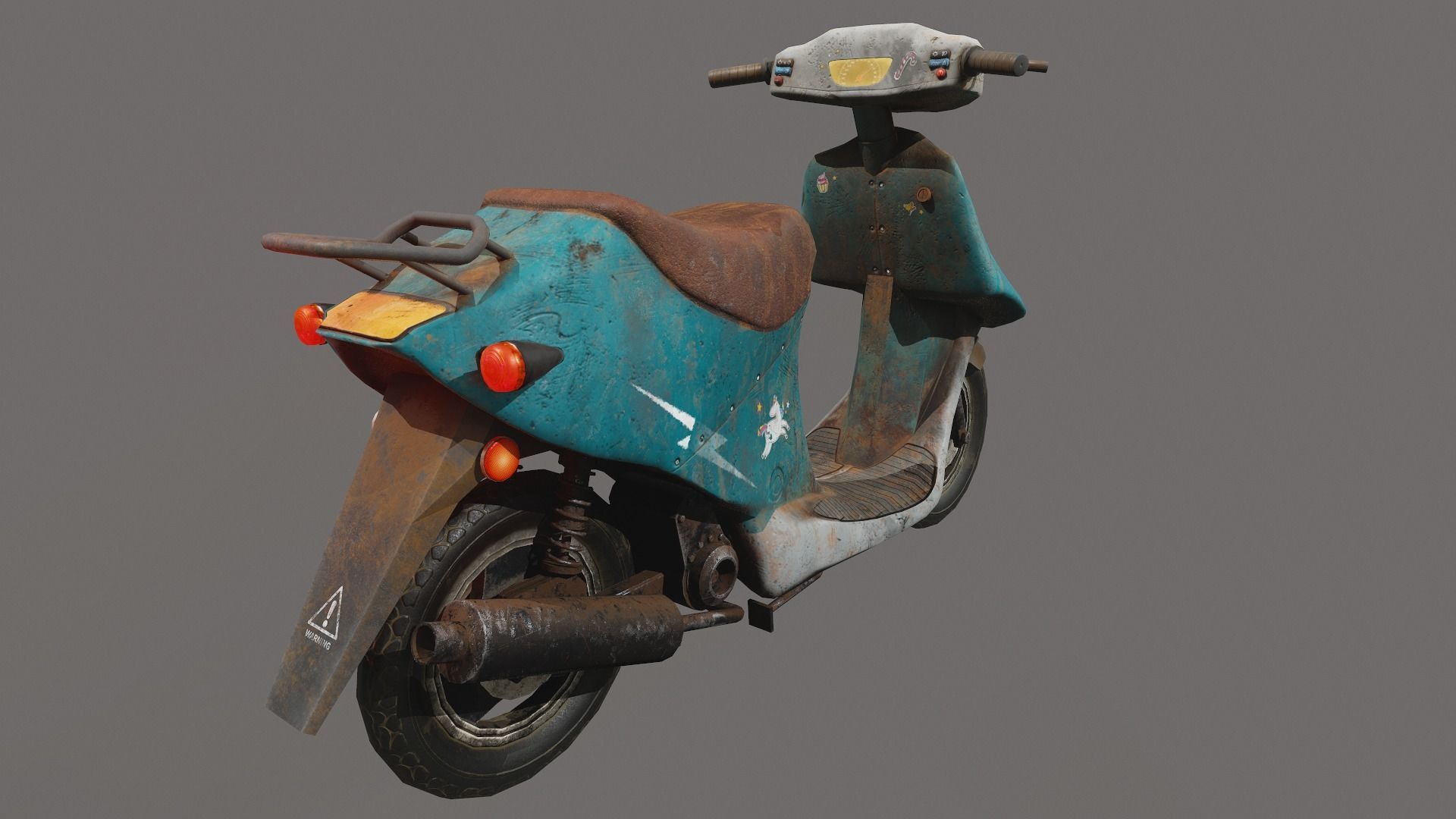 Scooter moped Low-poly 3D model_4