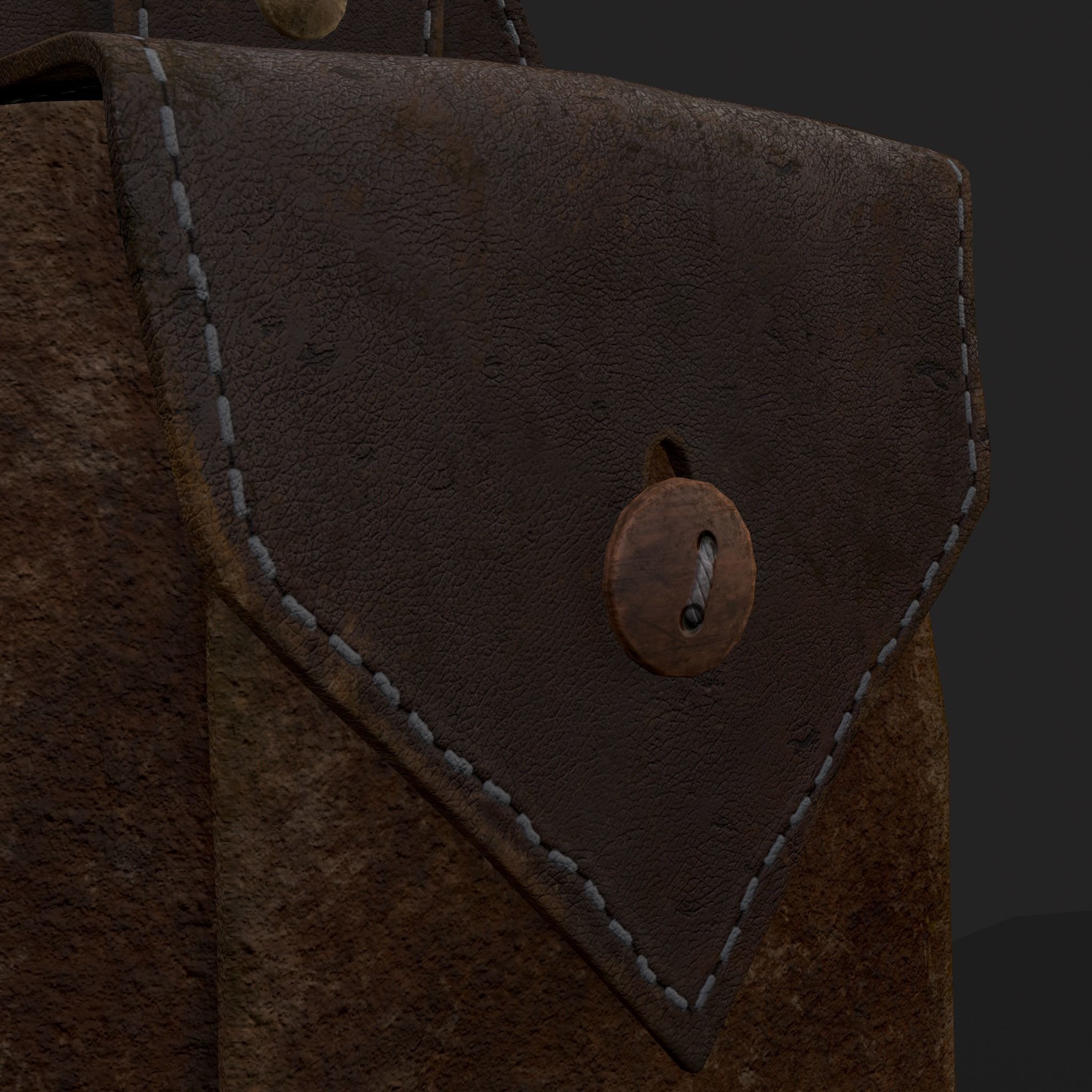 Hanging Side Pouch  Low-poly 3D model_7