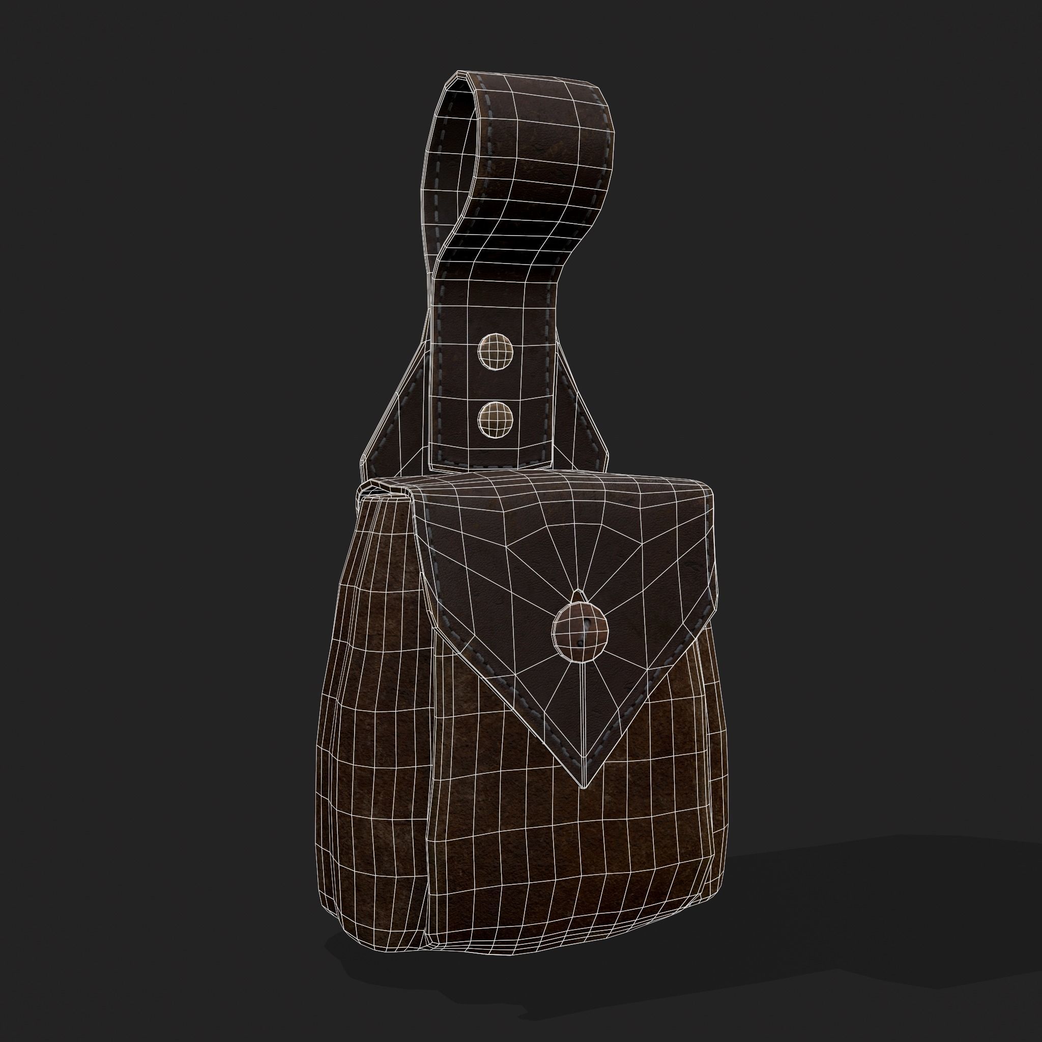 Hanging Side Pouch  Low-poly 3D model_2