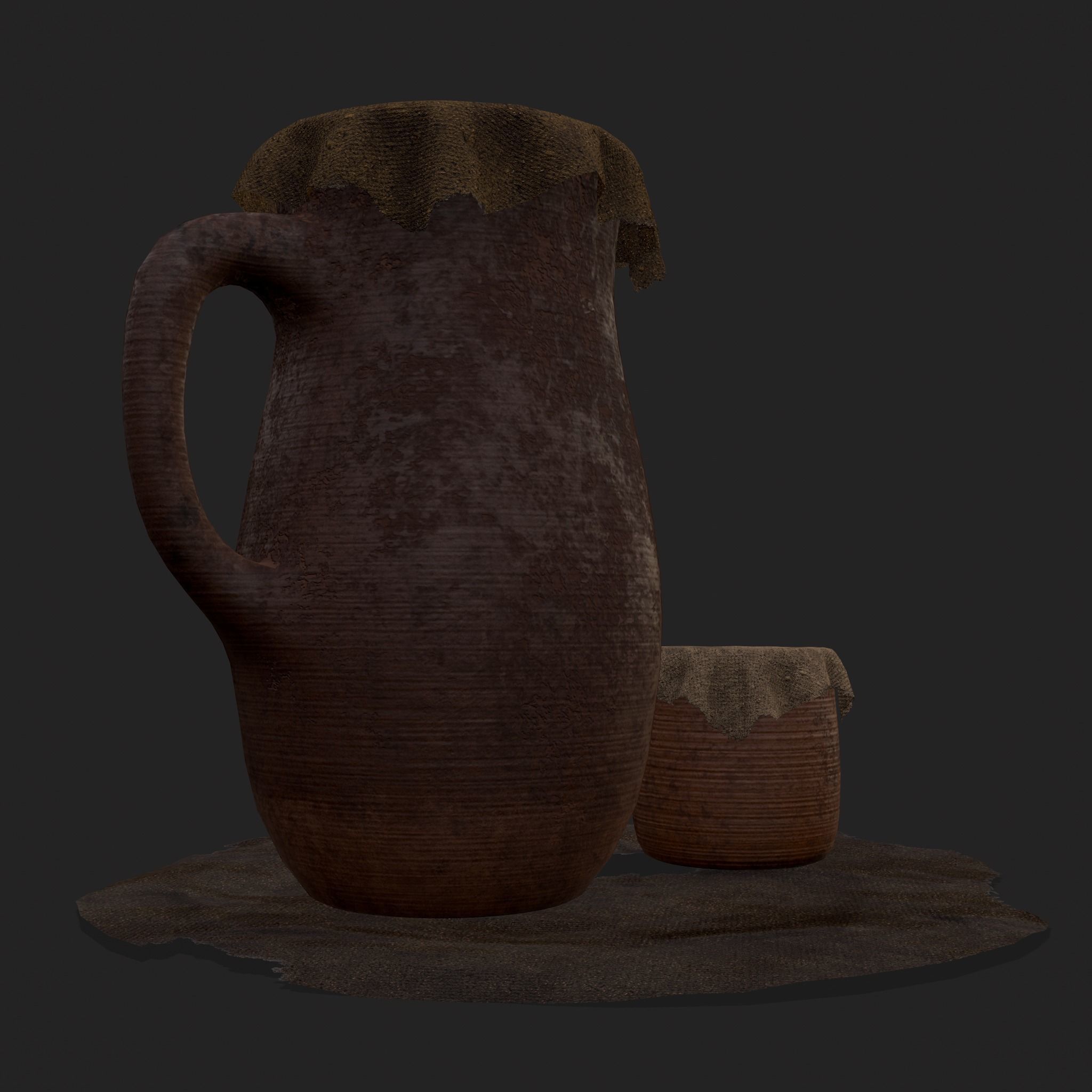 Fabric Covered Pottery Low-poly 3D model_15