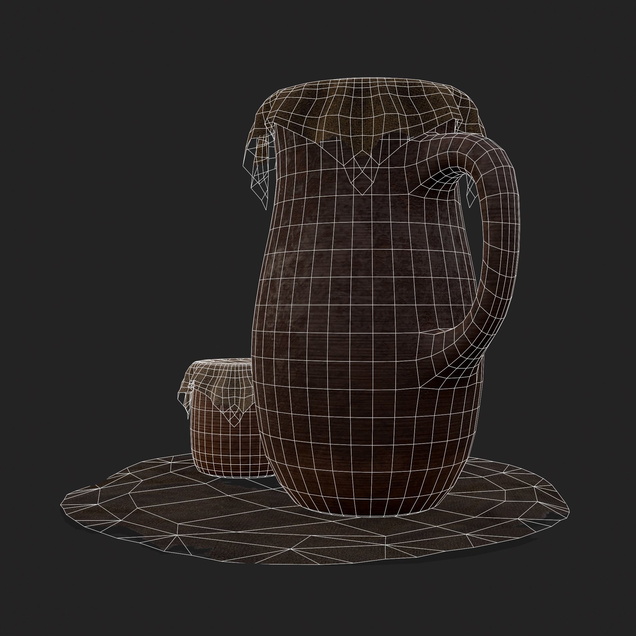 Fabric Covered Pottery Low-poly 3D model_8
