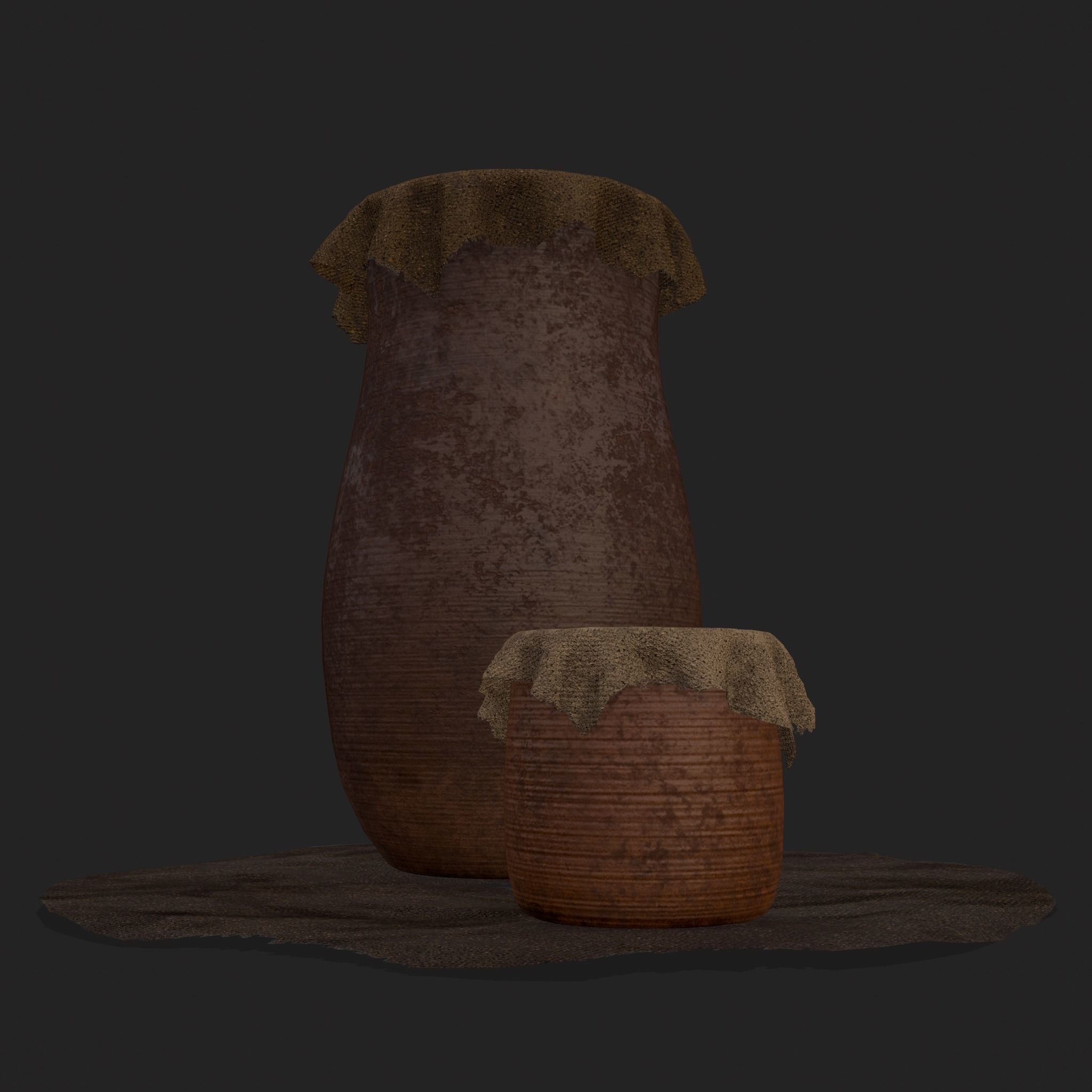 Fabric Covered Pottery Low-poly 3D model_17
