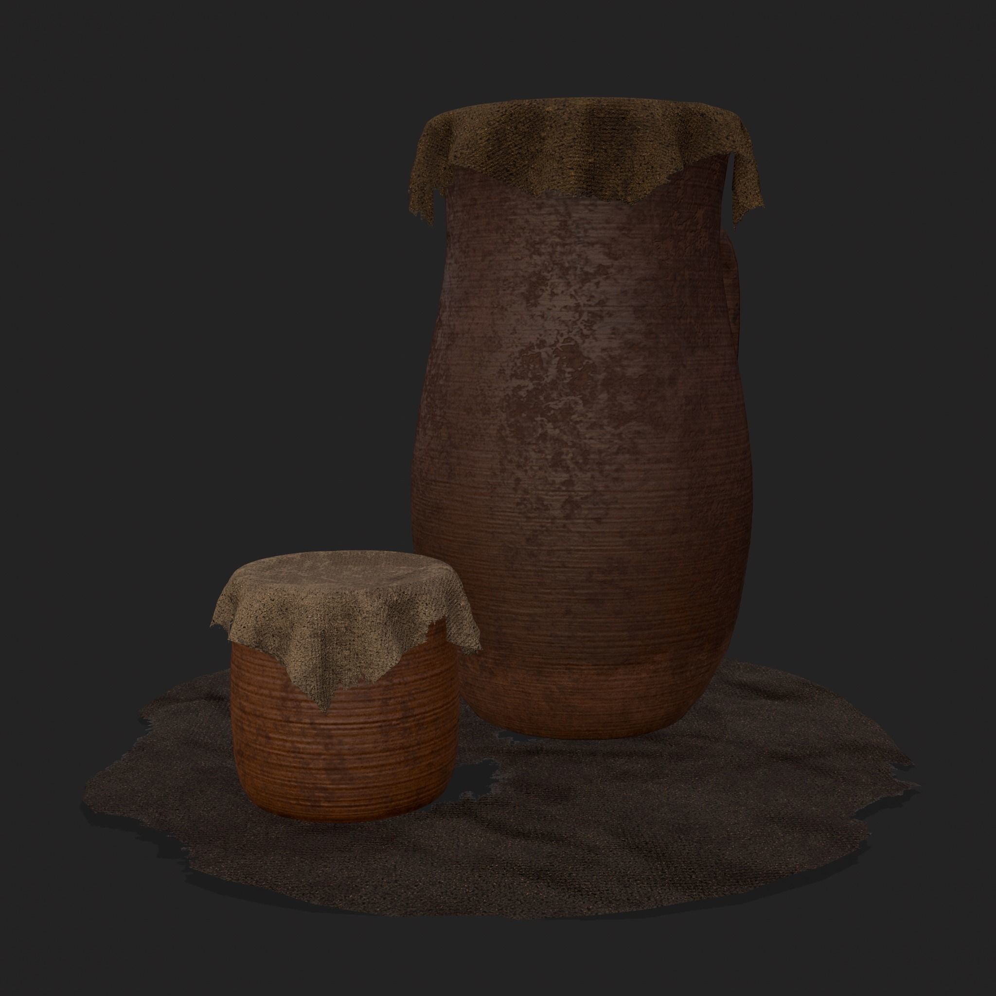 Fabric Covered Pottery Low-poly 3D model_3