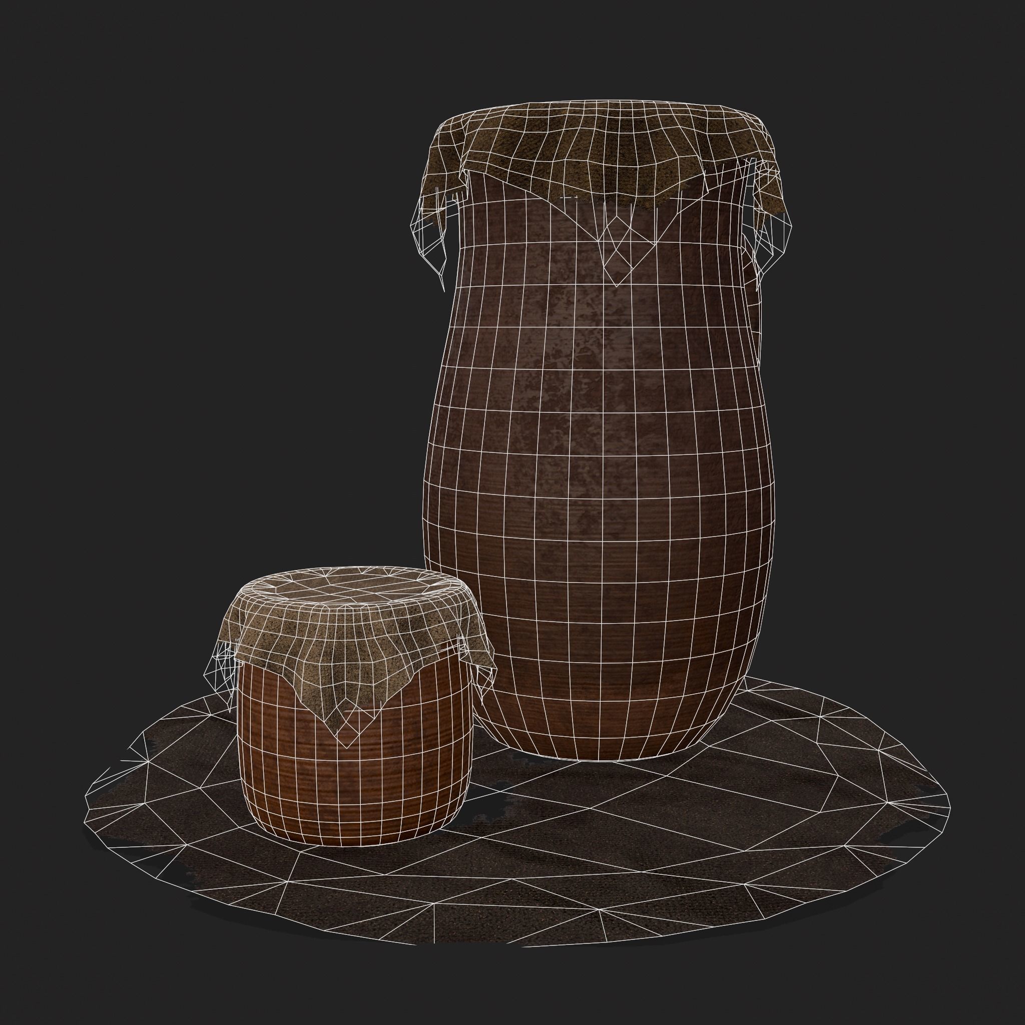 Fabric Covered Pottery Low-poly 3D model_4