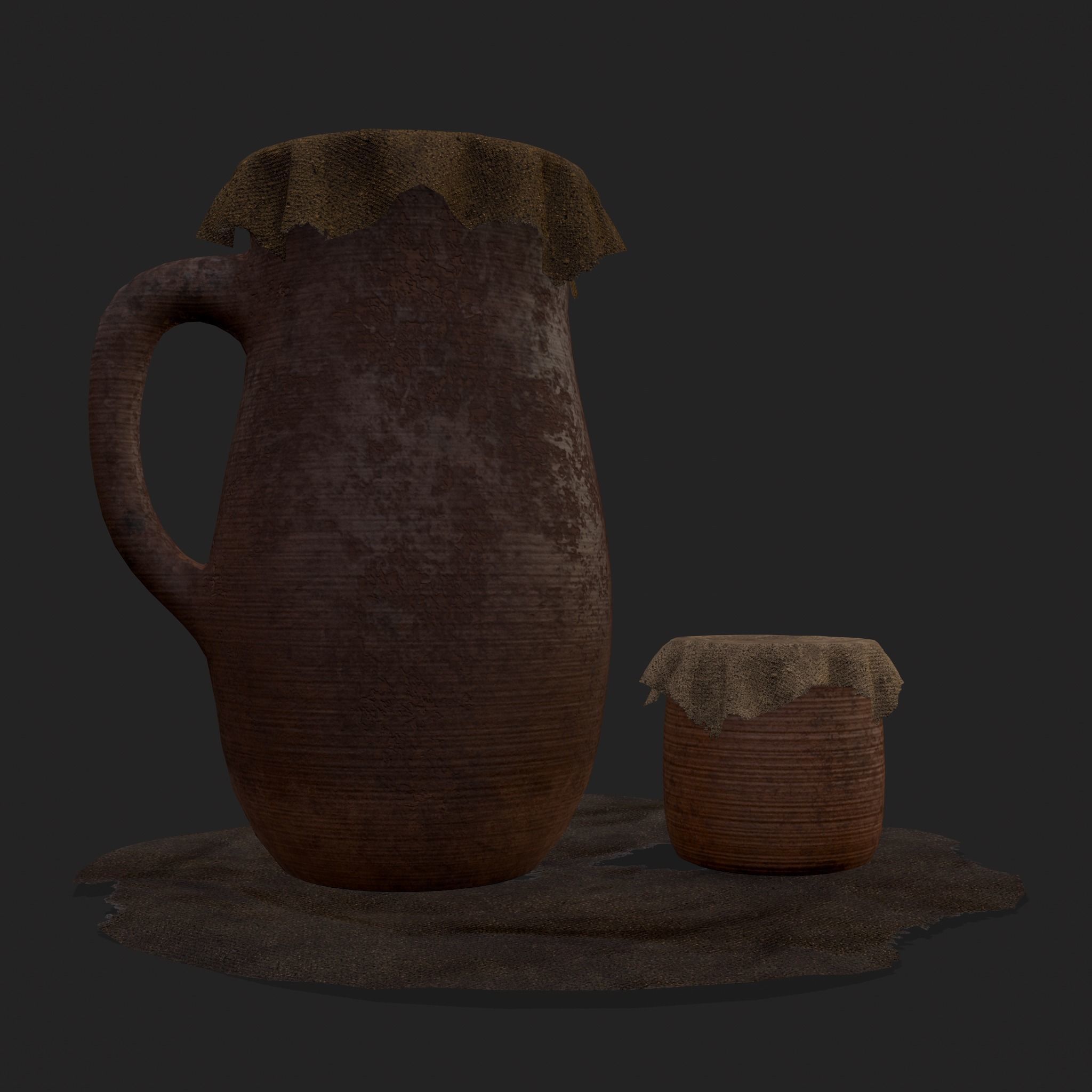 Fabric Covered Pottery Low-poly 3D model_9