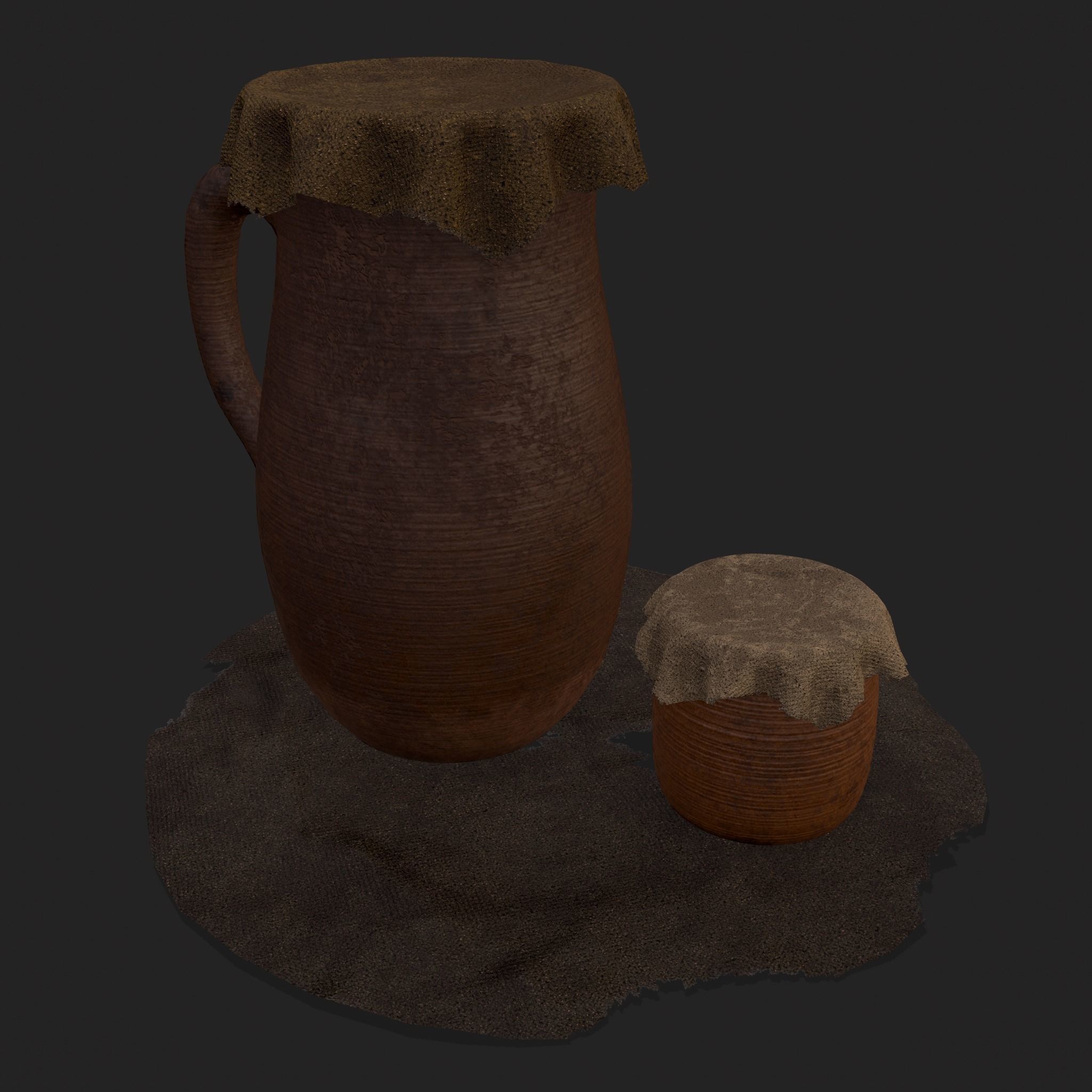 Fabric Covered Pottery Low-poly 3D model_23