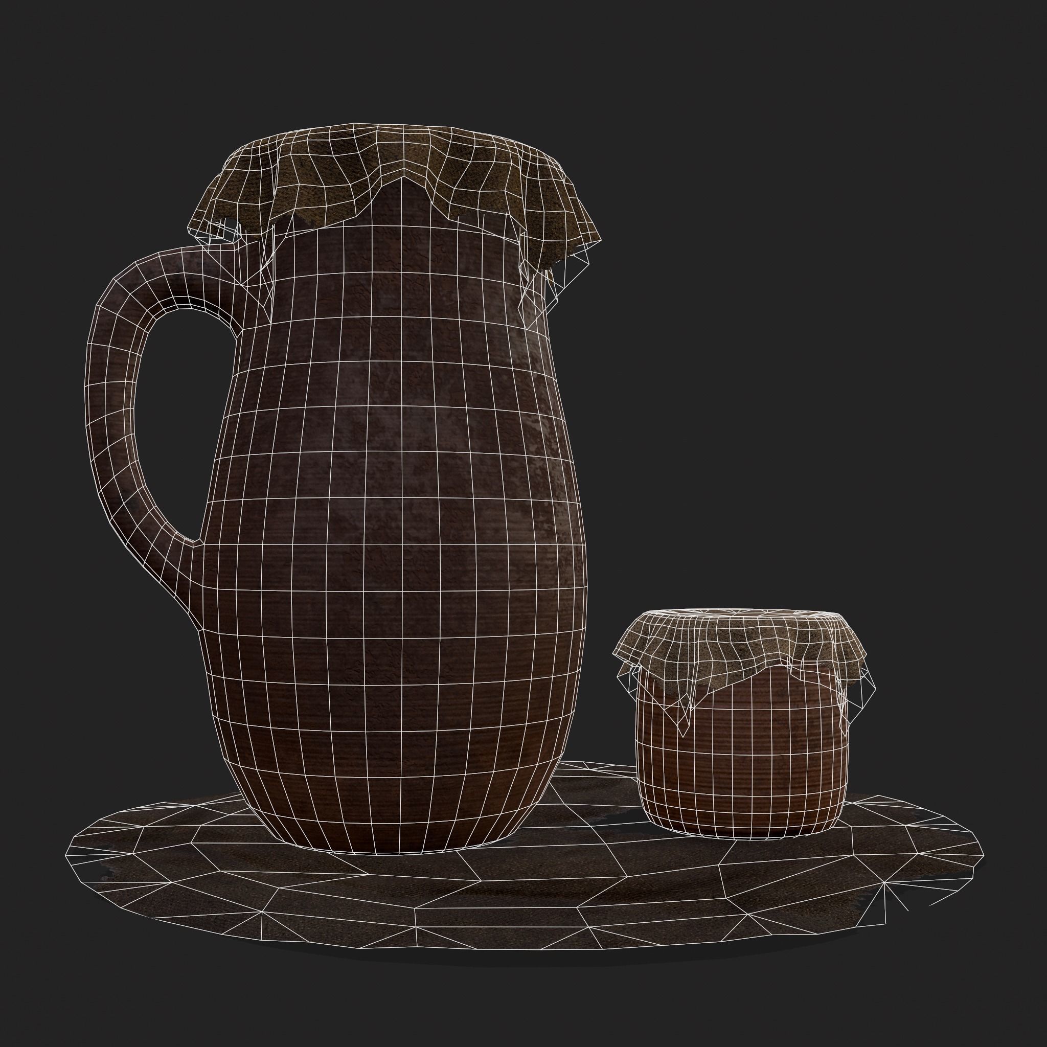 Fabric Covered Pottery Low-poly 3D model_10