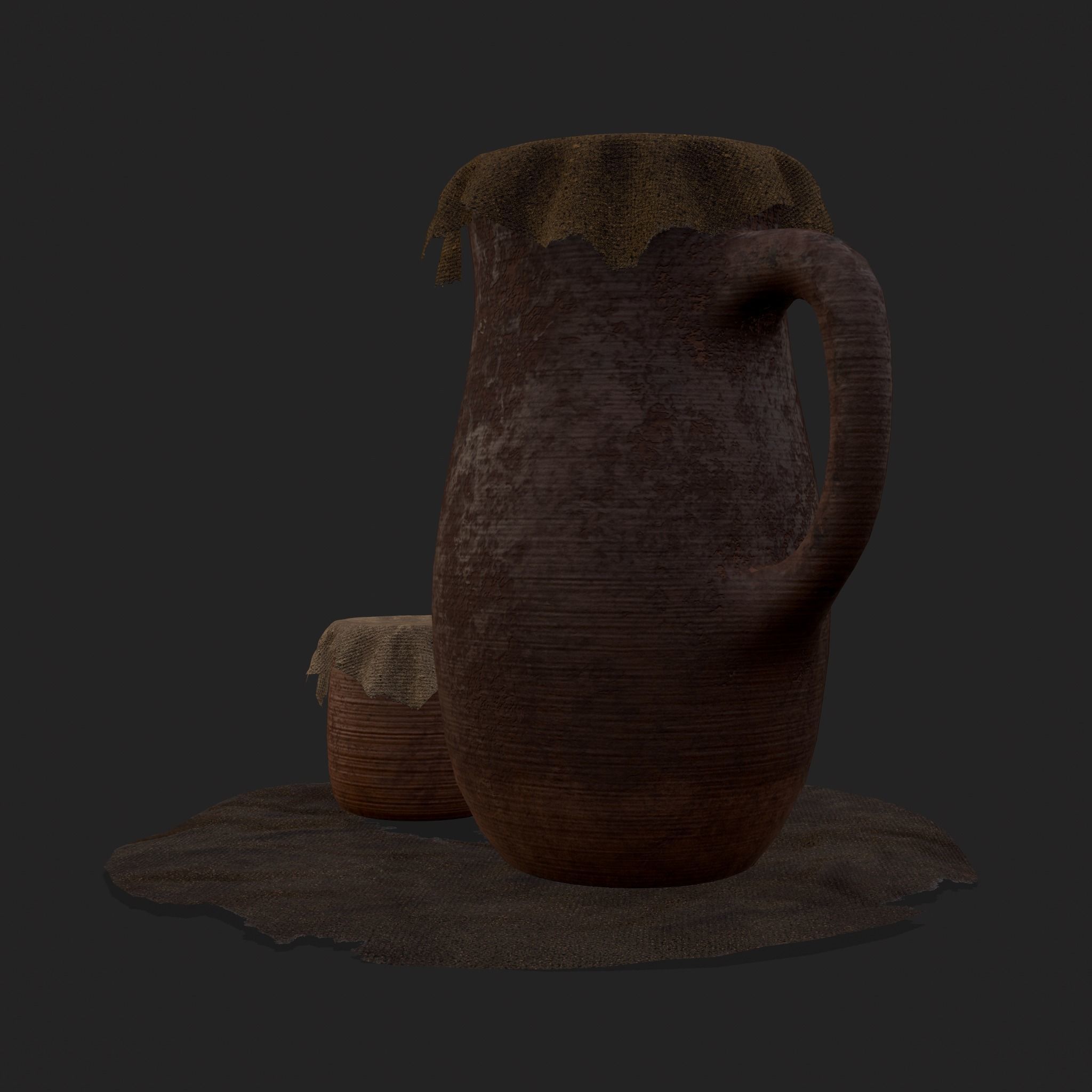 Fabric Covered Pottery Low-poly 3D model_7