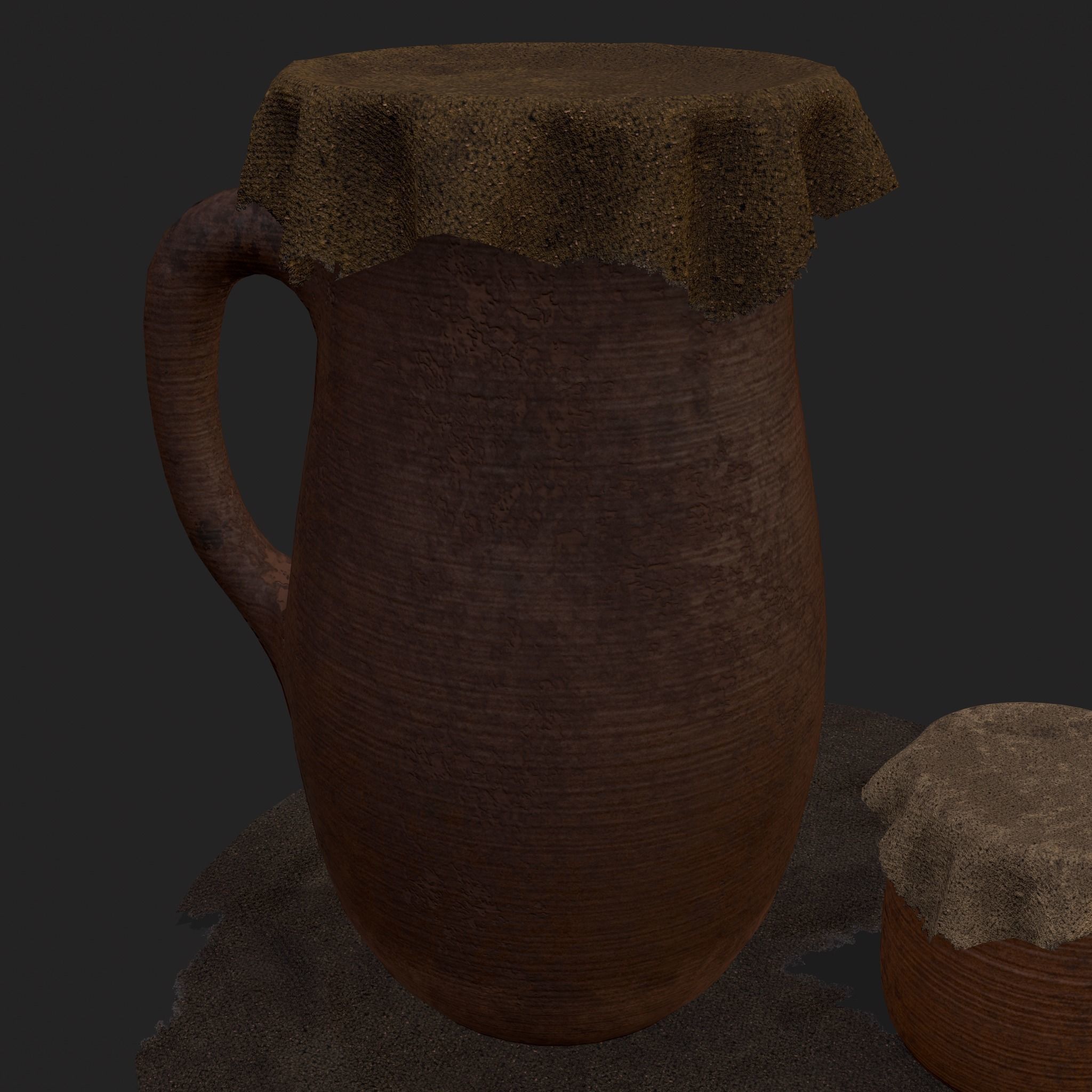 Fabric Covered Pottery Low-poly 3D model_21