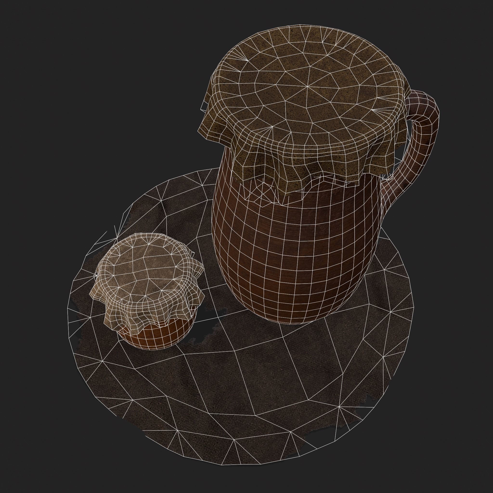 Fabric Covered Pottery Low-poly 3D model_6