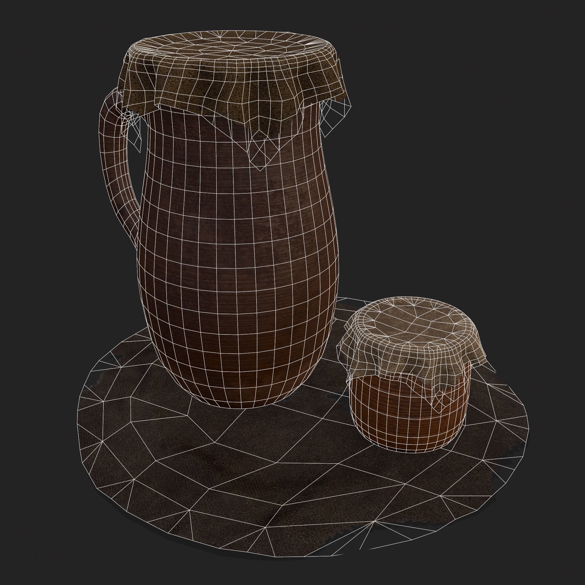 Fabric Covered Pottery Low-poly 3D model_24