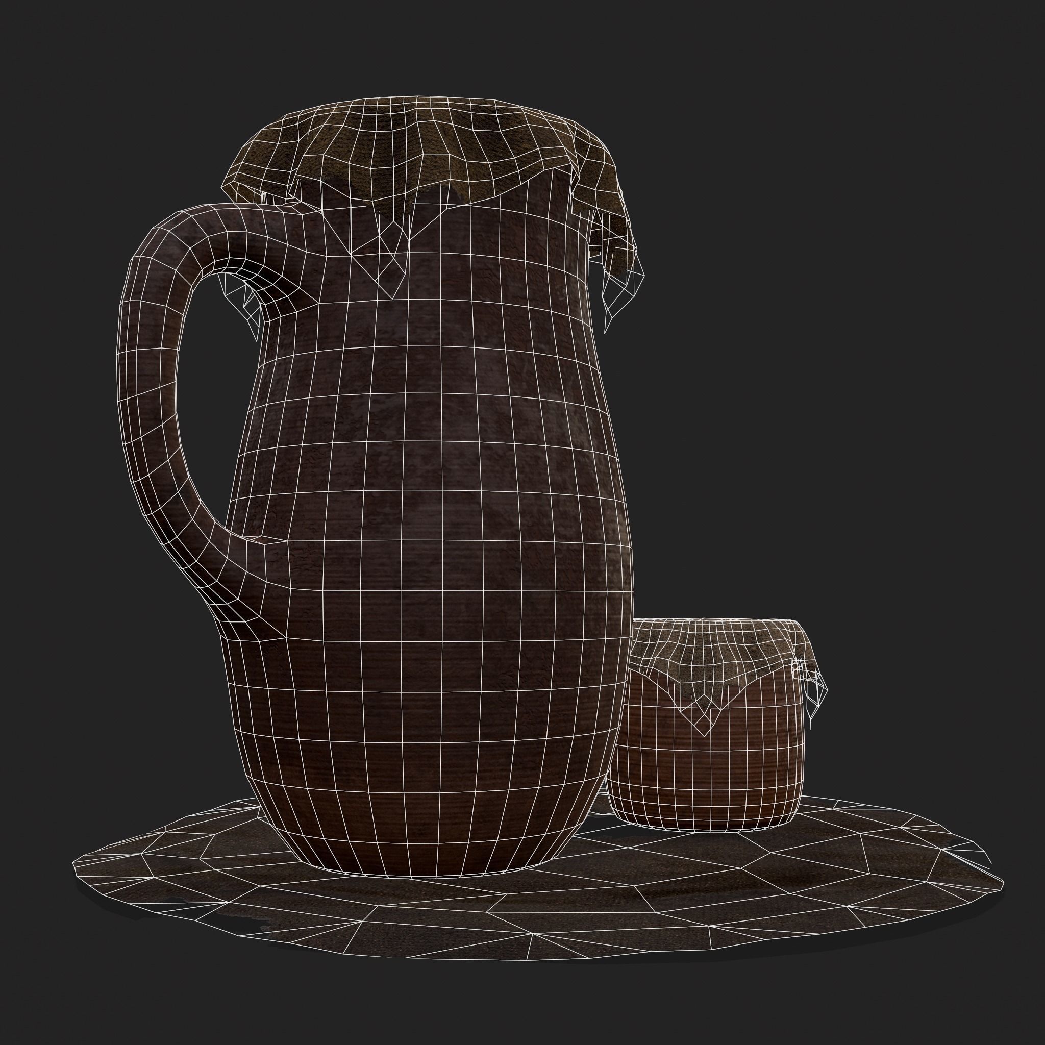Fabric Covered Pottery Low-poly 3D model_16