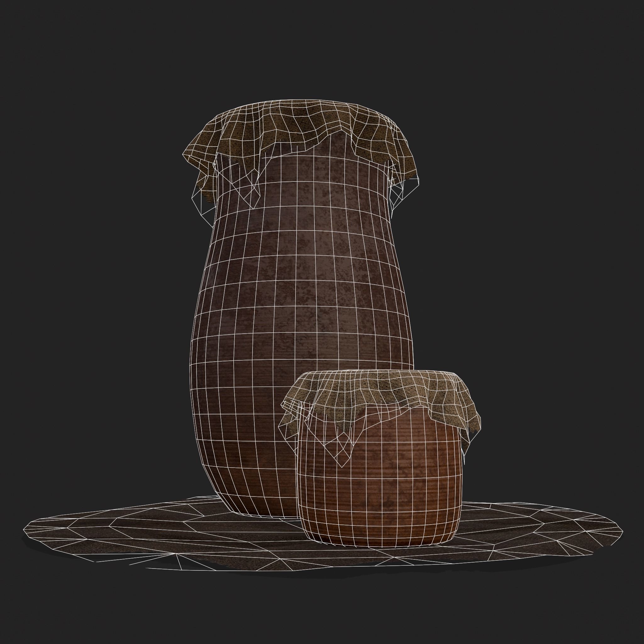 Fabric Covered Pottery Low-poly 3D model_18