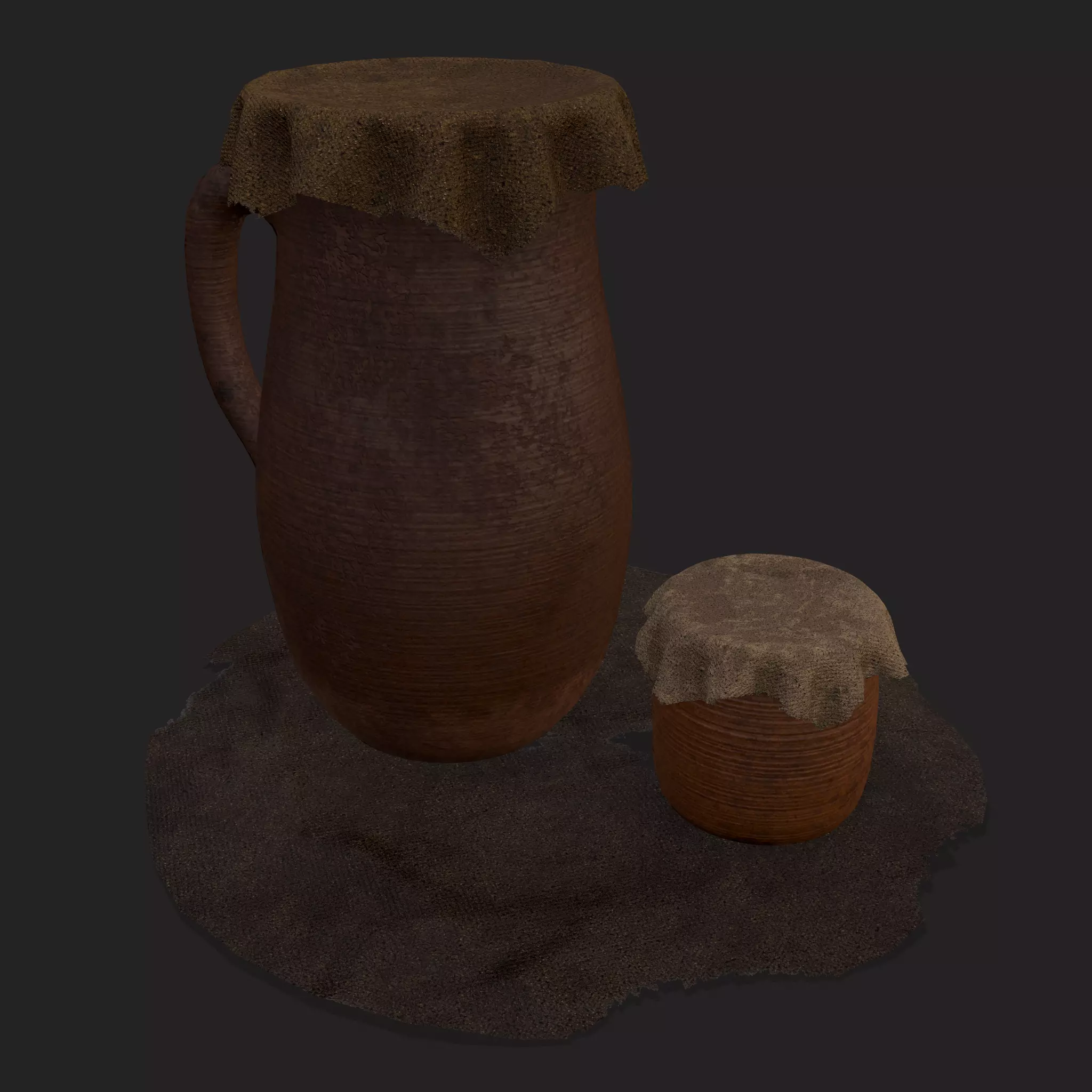 Fabric Covered Pottery Low-poly 3D model_0