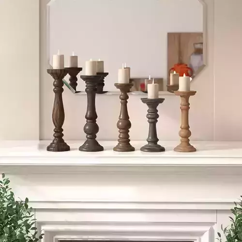 Wood Candelabra Set