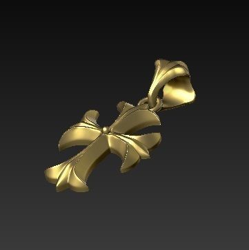 CROSS gold pendant 3D print model_2