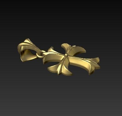 CROSS gold pendant 3D print model_4