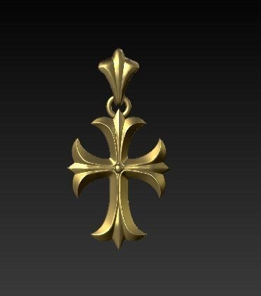 CROSS gold pendant 3D print model_1