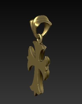 CROSS gold pendant 3D print model_3