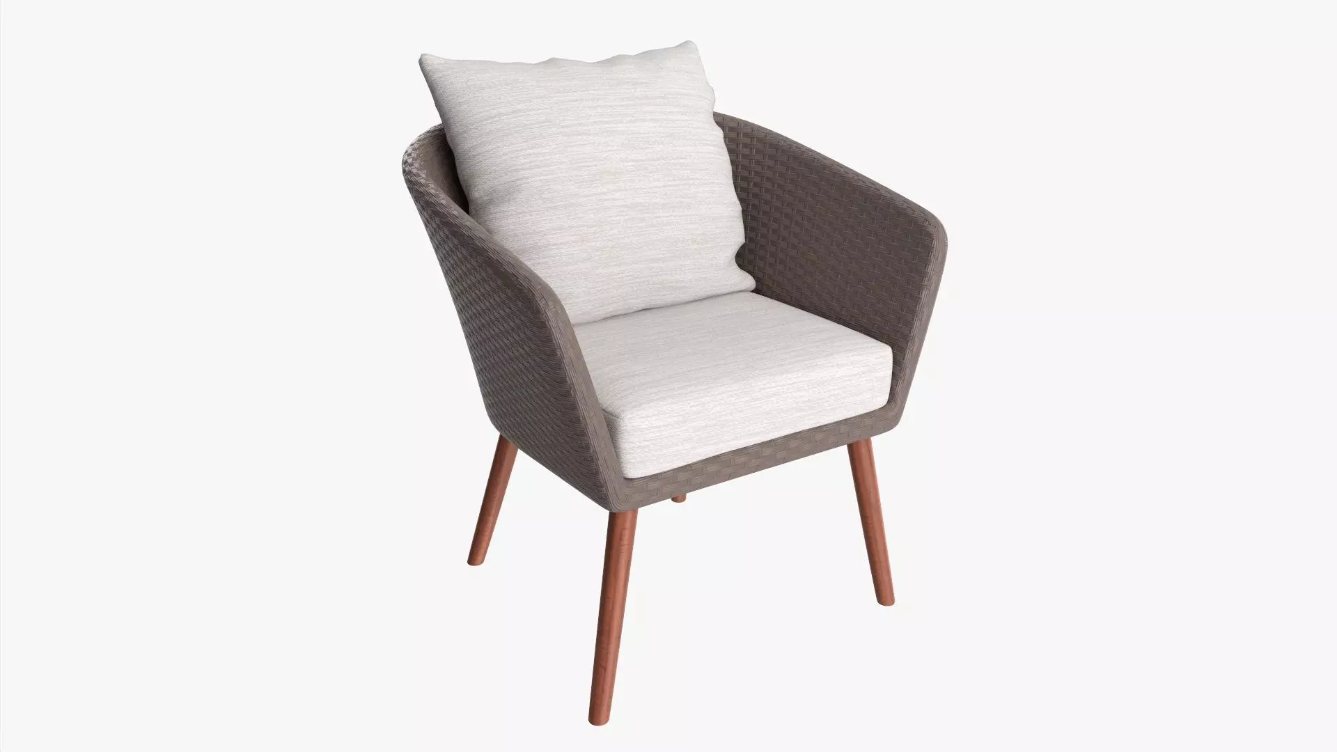 Wicker chair brown with cushions 3D model