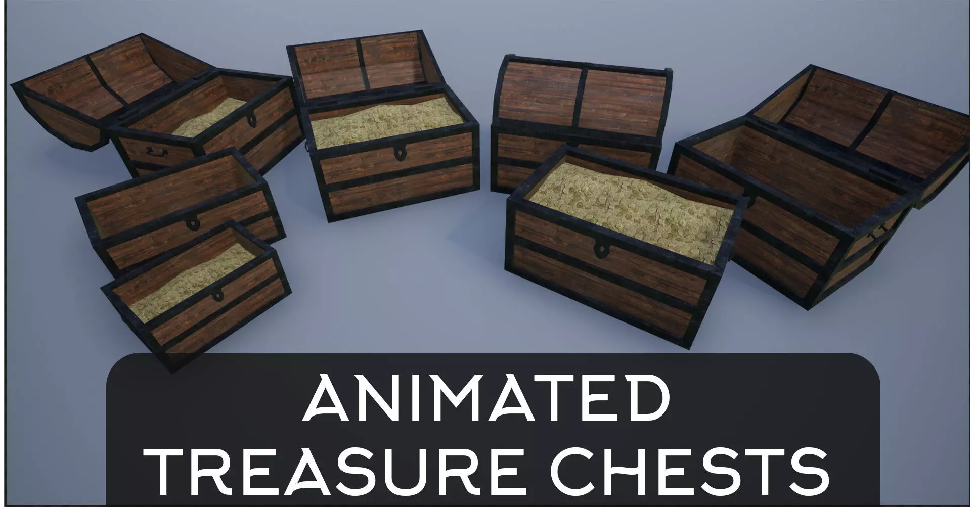 Lowpoly Animated Empty and Full Treasure Chests Low-poly 3D model